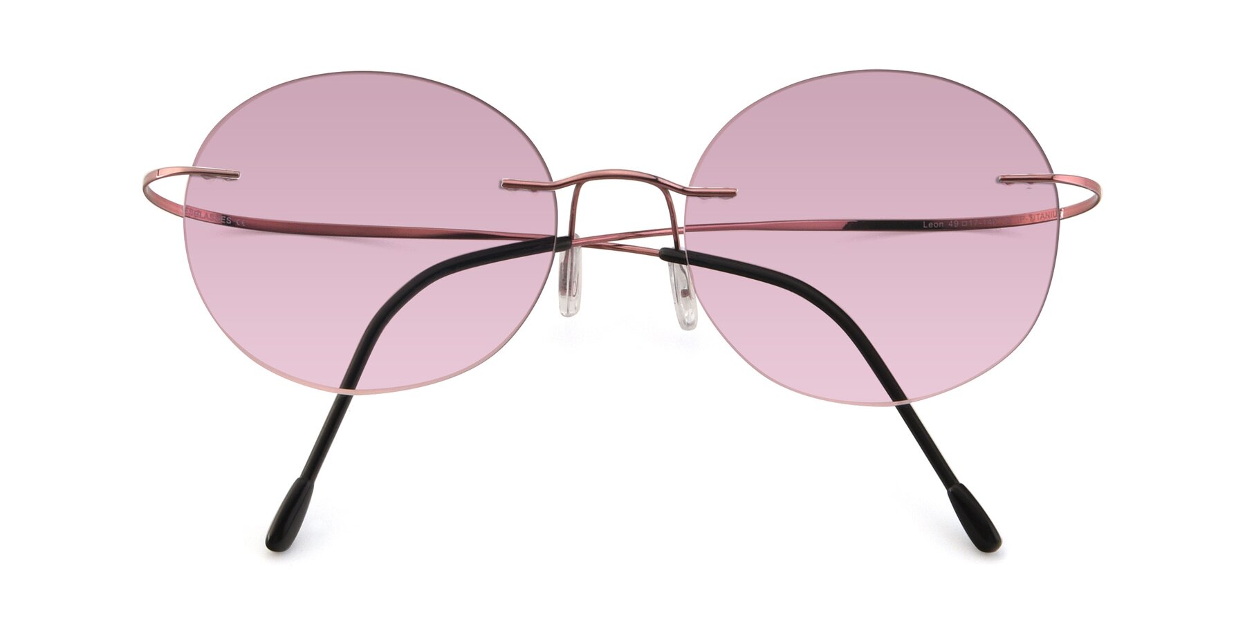 Folded Front of Leon in Light Pink with Light Wine Tinted Lenses