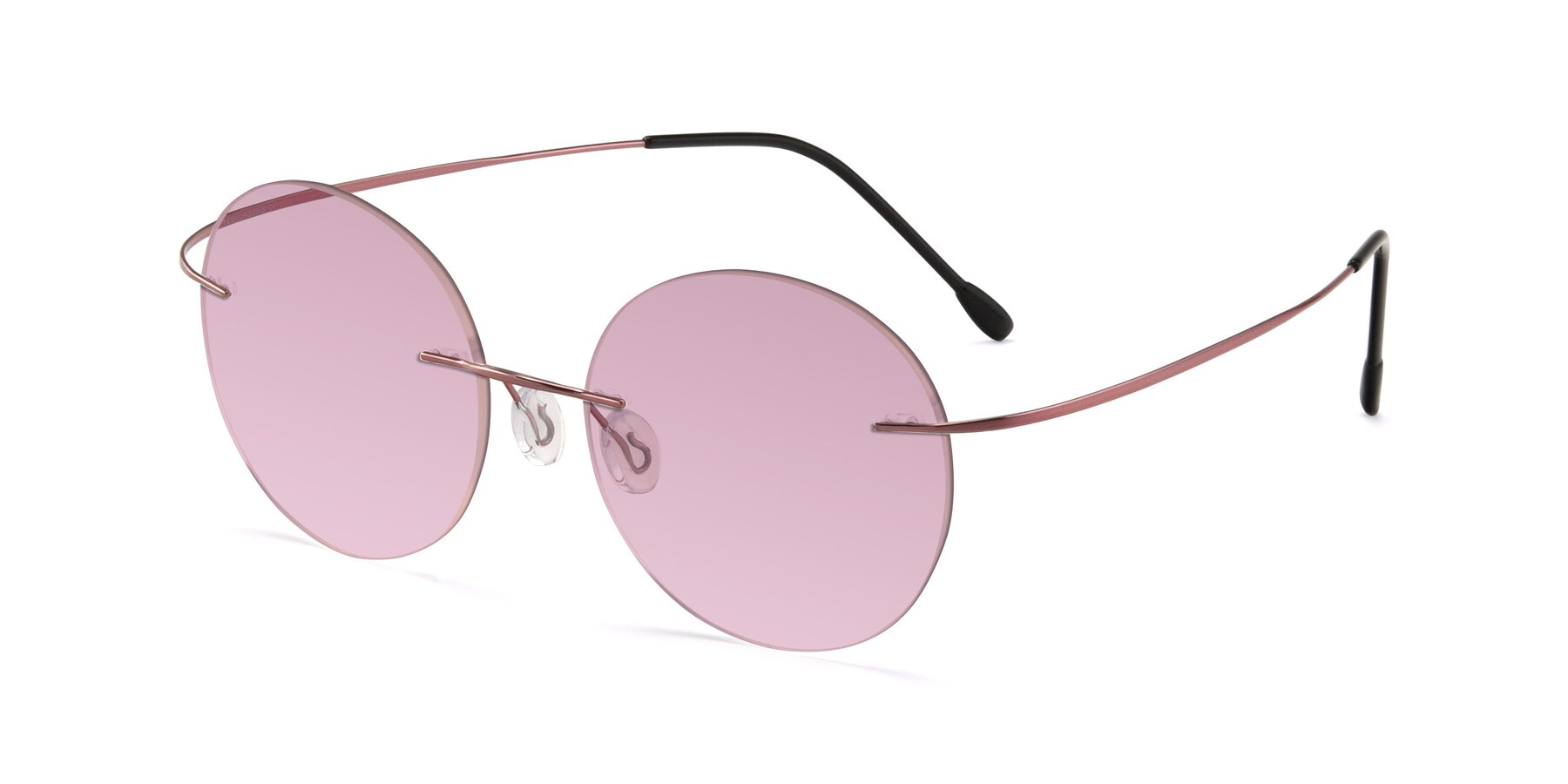 Angle of Leon in Light Pink with Light Wine Tinted Lenses