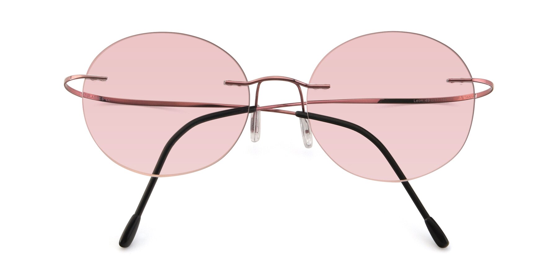 Folded Front of Leon in Light Pink with Light Garnet Tinted Lenses