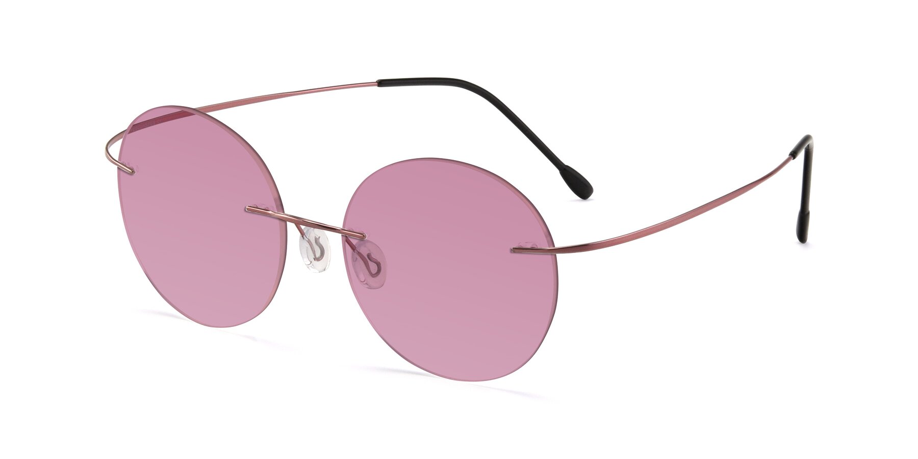 Angle of Leon in Light Pink with Medium Wine Tinted Lenses