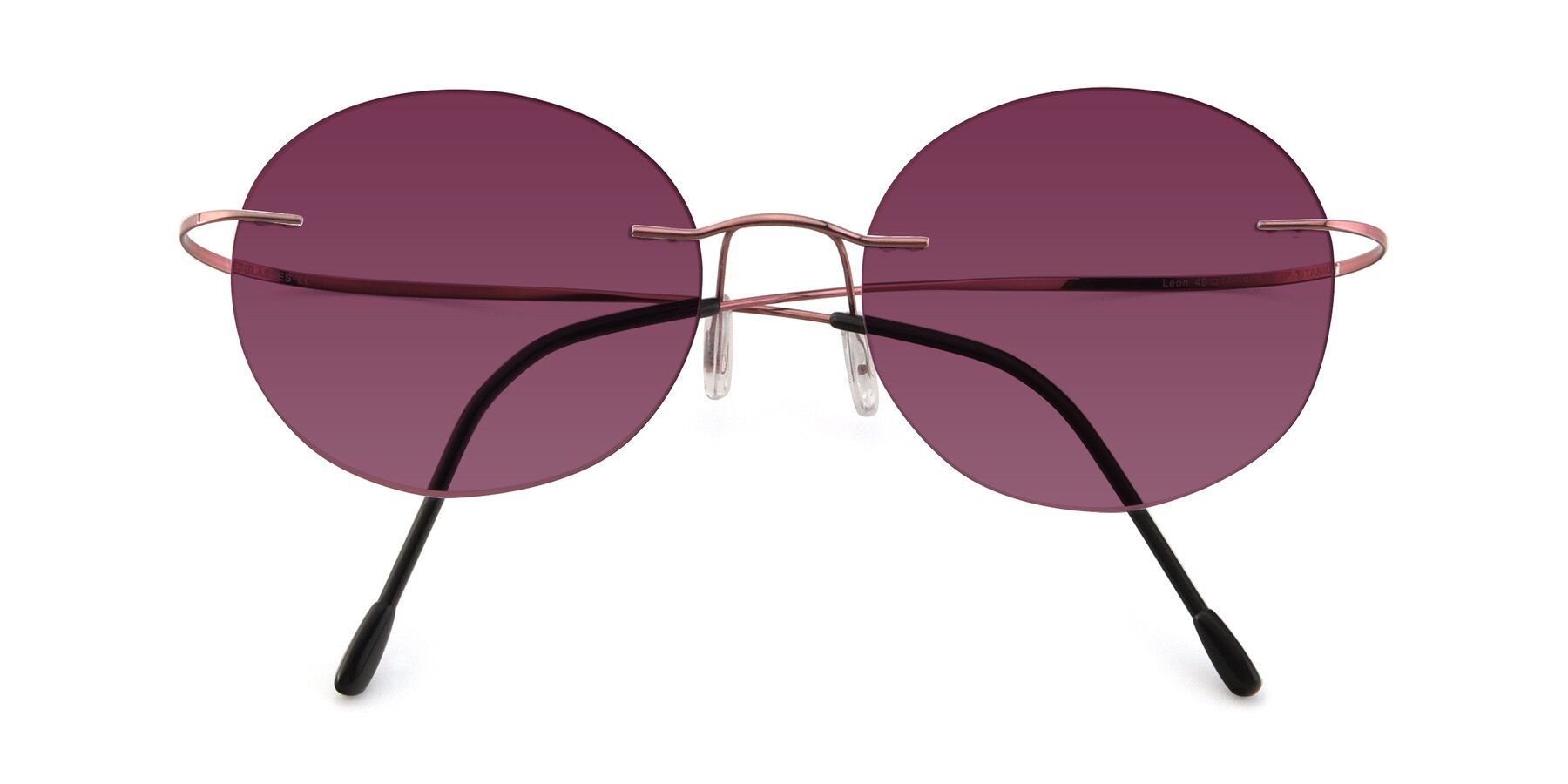 Folded Front of Leon in Light Pink with Wine Tinted Lenses