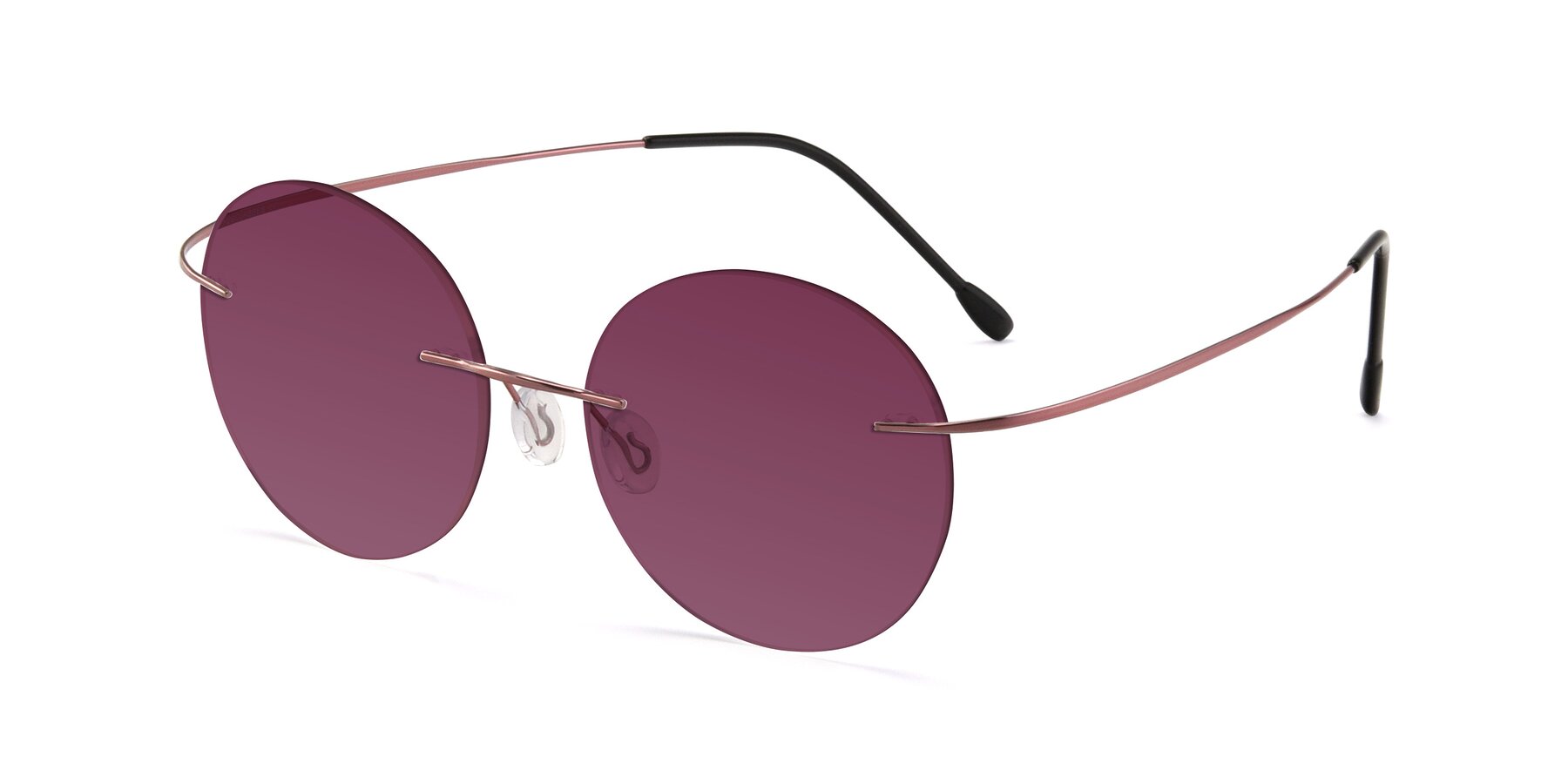 Angle of Leon in Light Pink with Wine Tinted Lenses