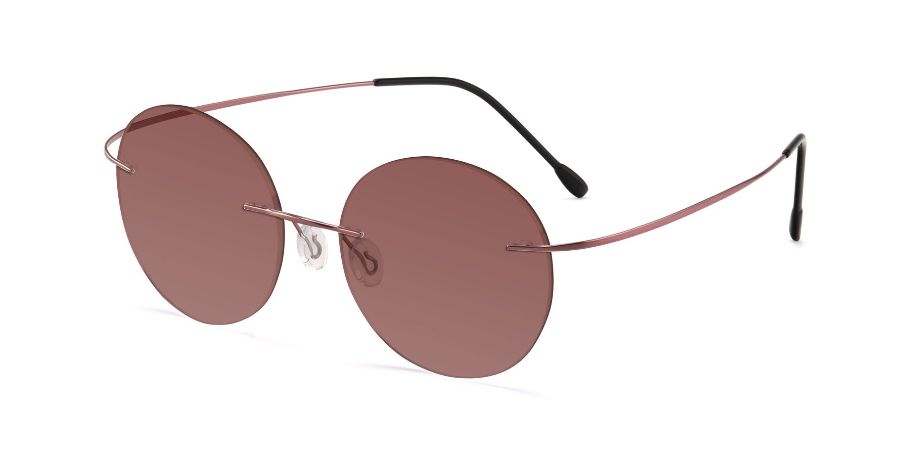 Angle of Leon in Light Pink with Garnet Tinted Lenses