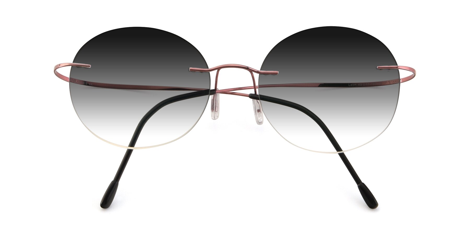 Folded Front of Leon in Light Pink with Gray Gradient Lenses