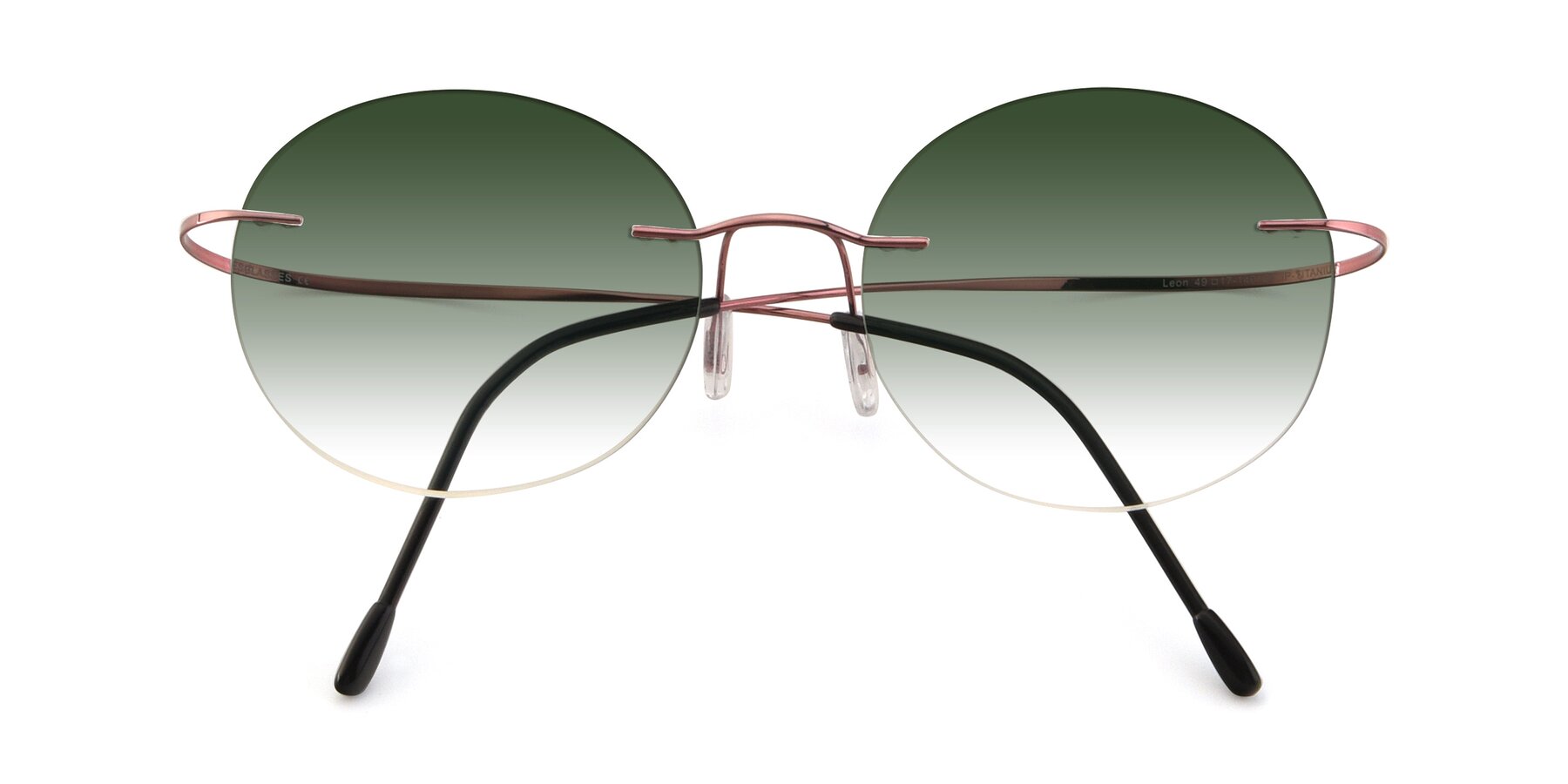 Folded Front of Leon in Light Pink with Green Gradient Lenses