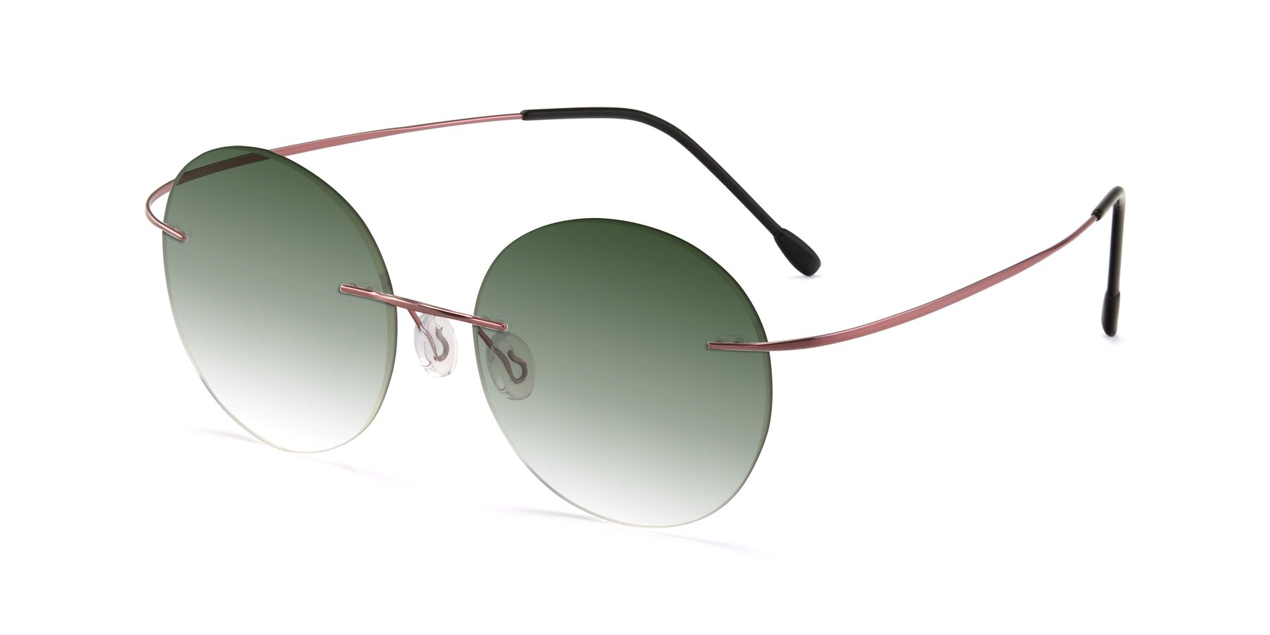 Angle of Leon in Light Pink with Green Gradient Lenses