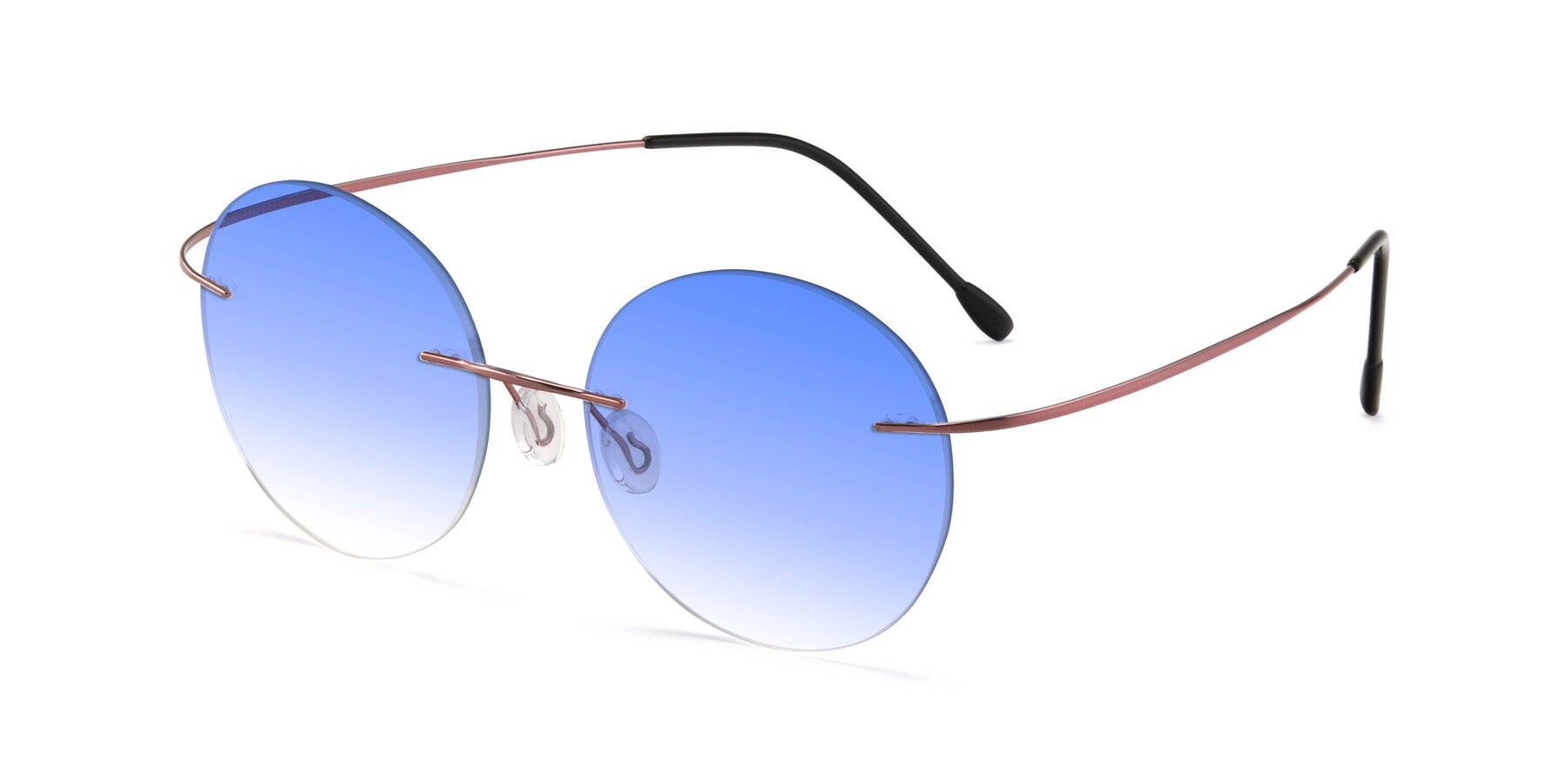 Angle of Leon in Light Pink with Blue Gradient Lenses
