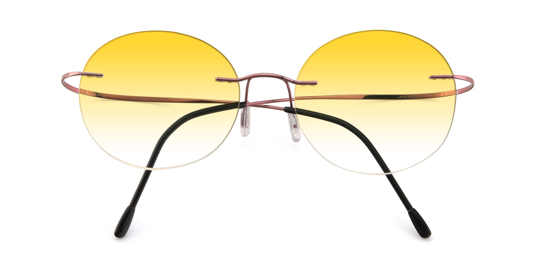 Folded Front of Leon in Light Pink with Yellow Gradient Lenses