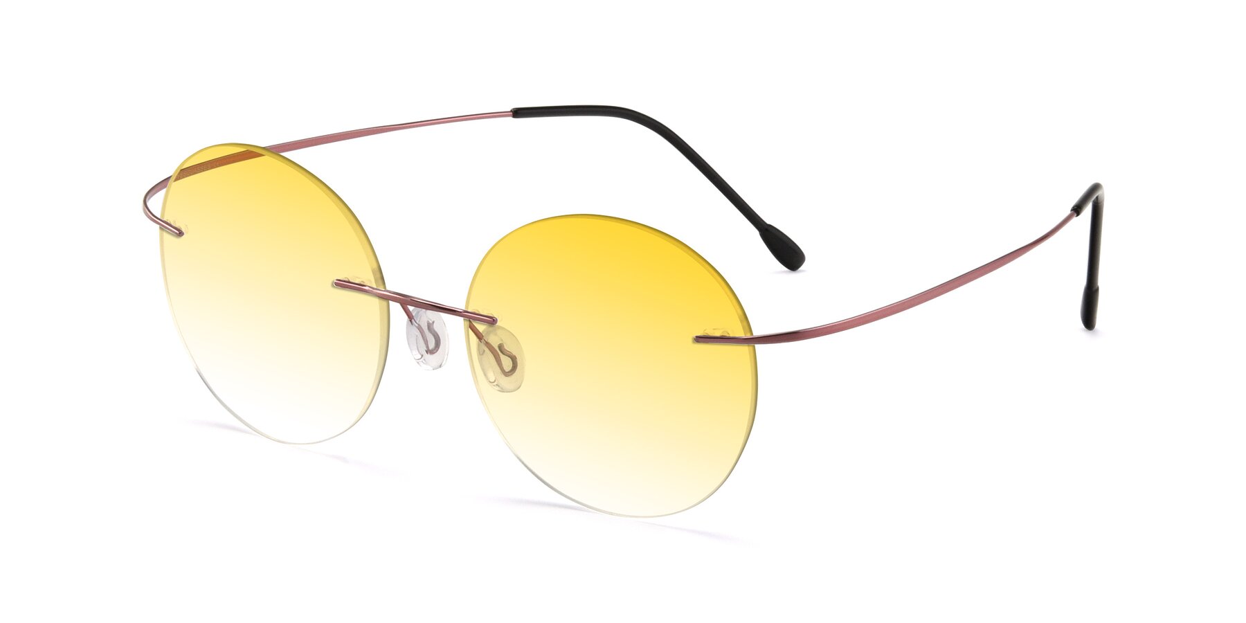 Angle of Leon in Light Pink with Yellow Gradient Lenses