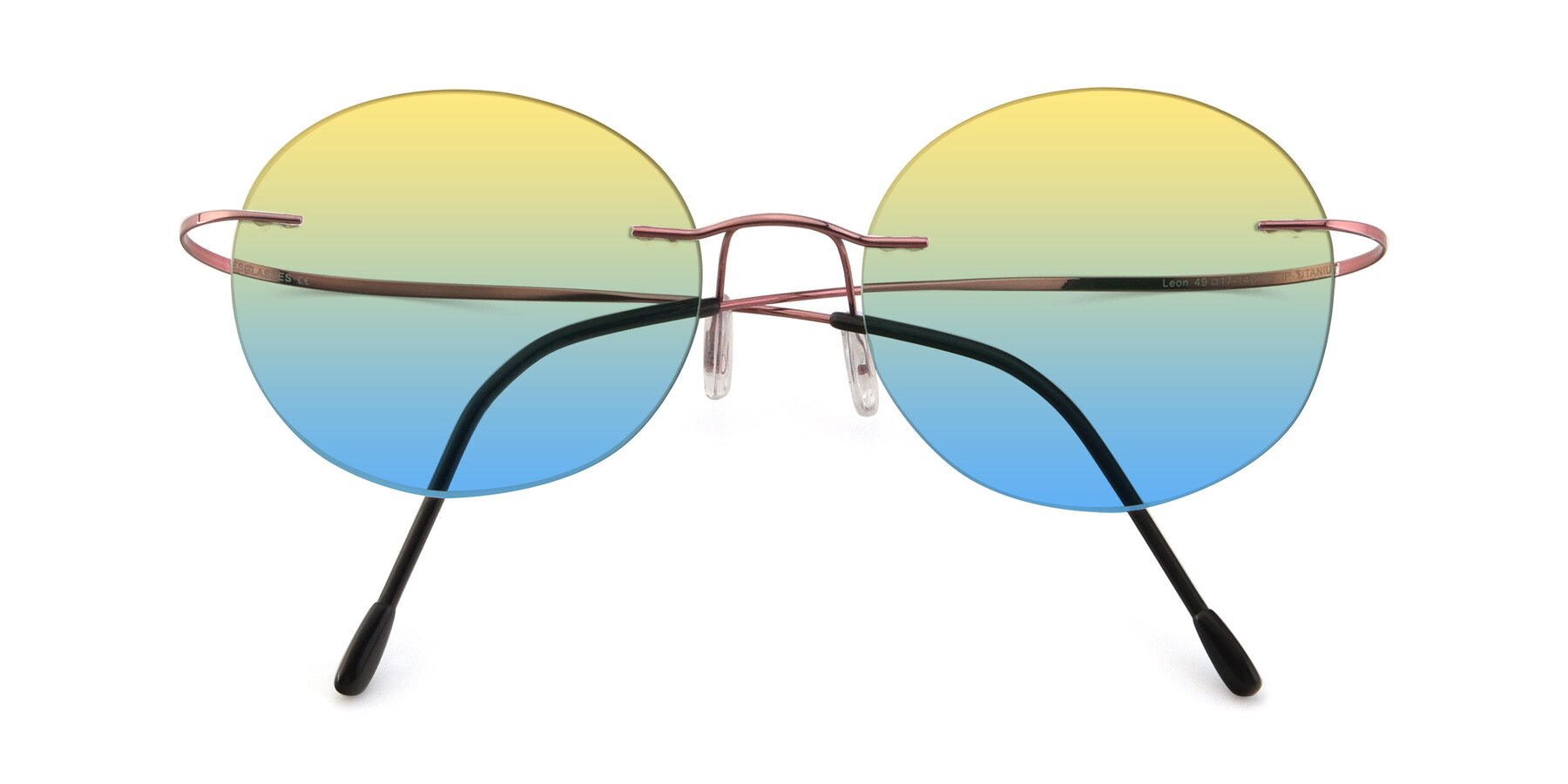 Folded Front of Leon in Light Pink with Yellow / Blue Gradient Lenses