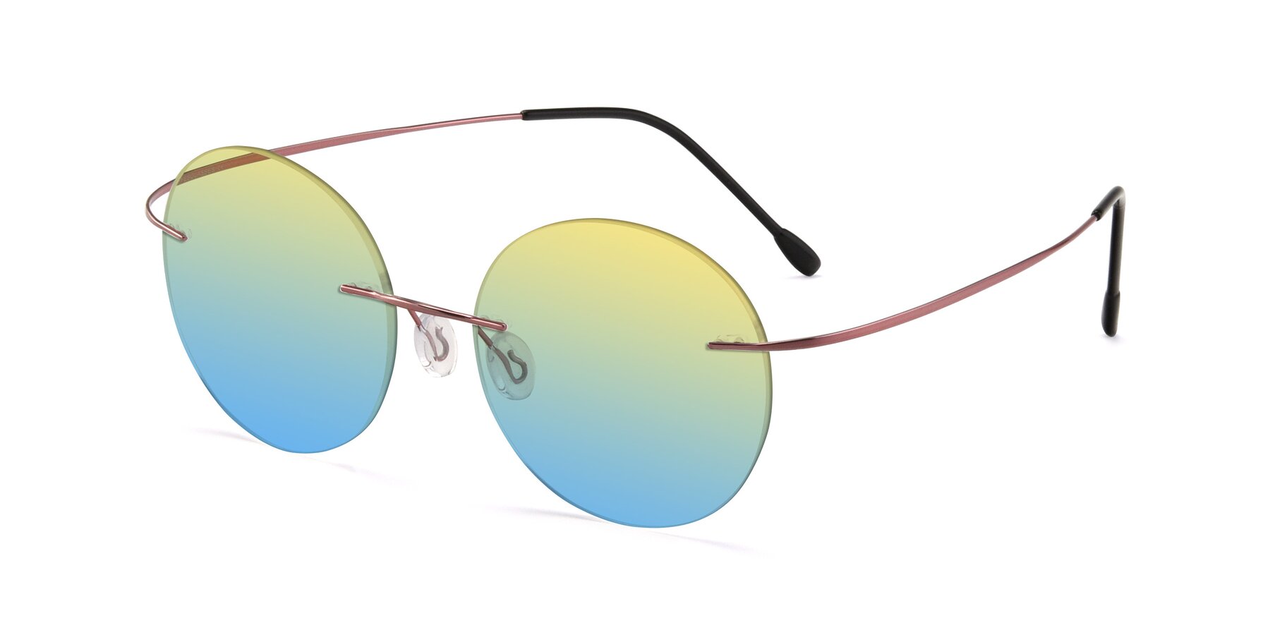 Angle of Leon in Light Pink with Yellow / Blue Gradient Lenses