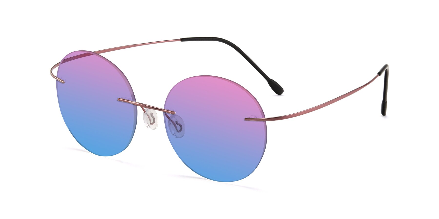 Angle of Leon in Light Pink with Pink / Blue Gradient Lenses