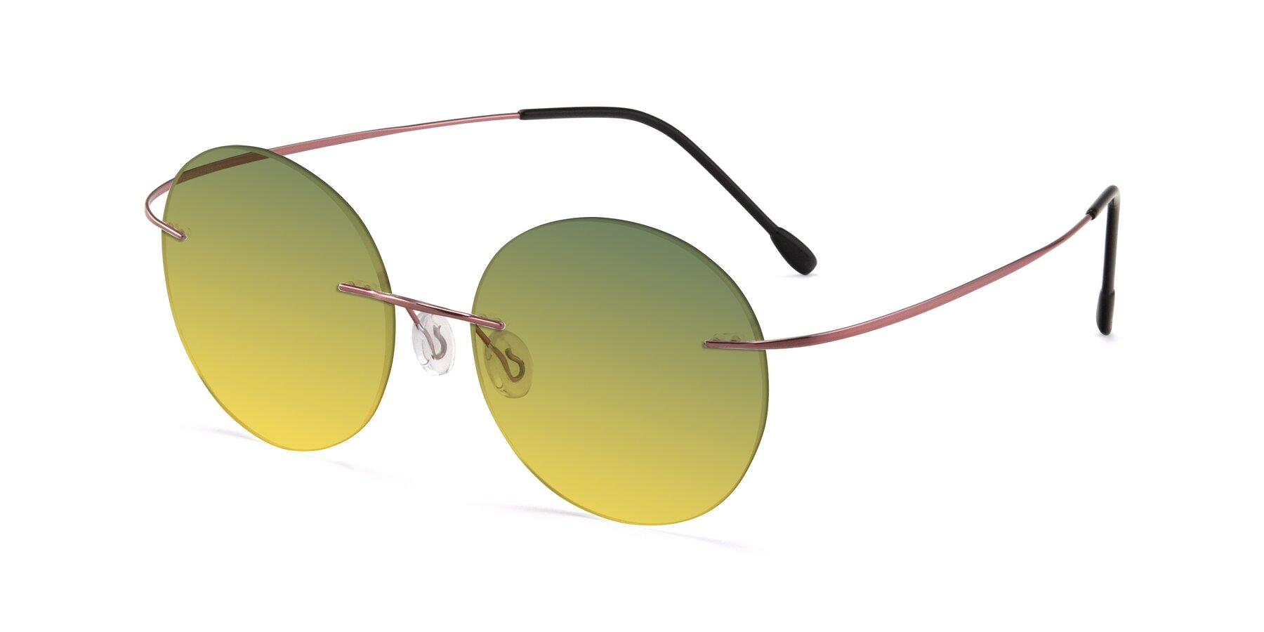 Angle of Leon in Light Pink with Green / Yellow Gradient Lenses
