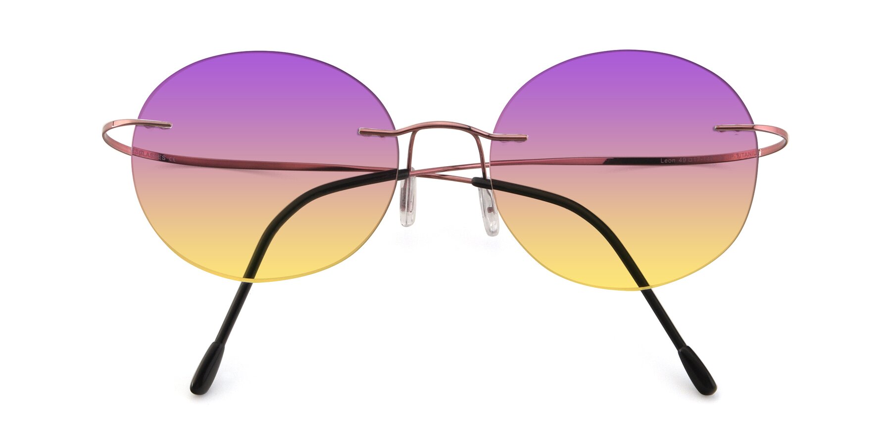 Folded Front of Leon in Light Pink with Purple / Yellow Gradient Lenses