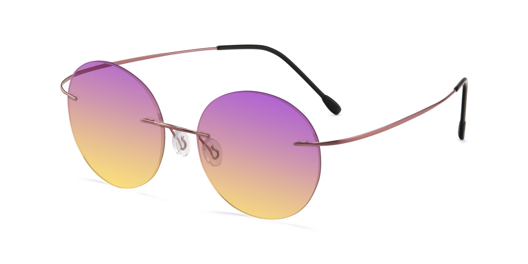Angle of Leon in Light Pink with Purple / Yellow Gradient Lenses