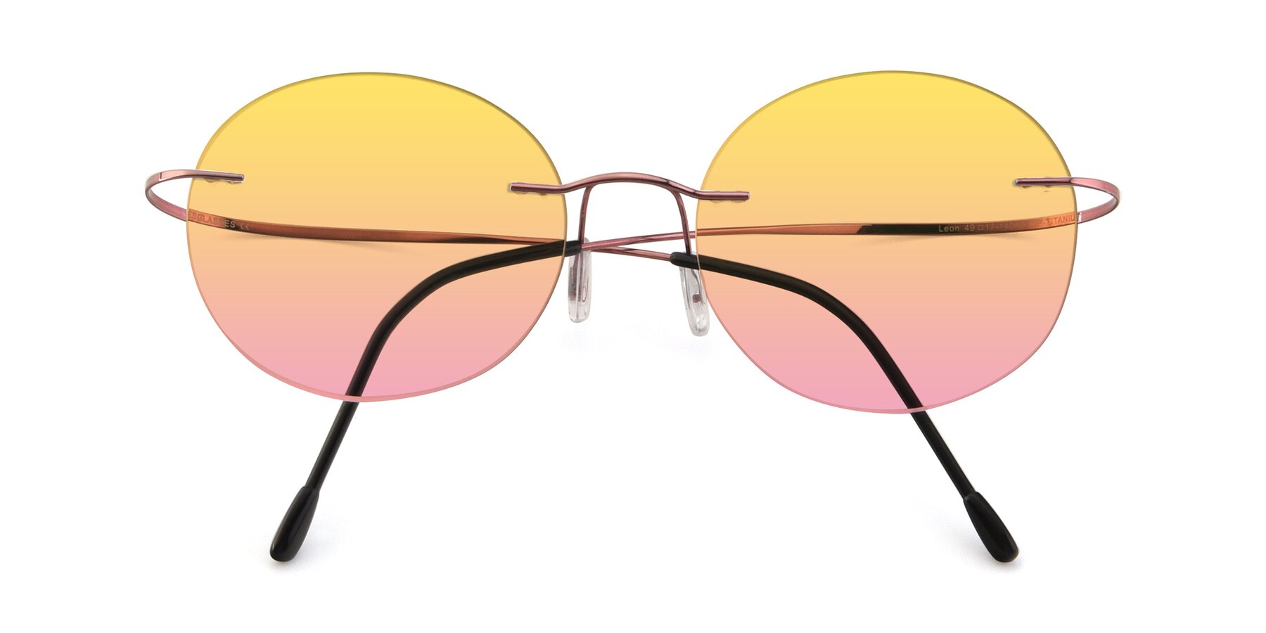 Folded Front of Leon in Light Pink with Yellow / Pink Gradient Lenses
