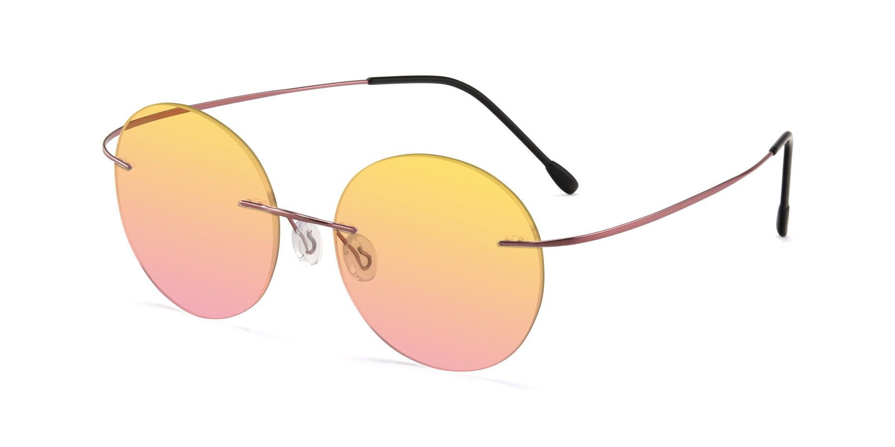 Angle of Leon in Light Pink with Yellow / Pink Gradient Lenses