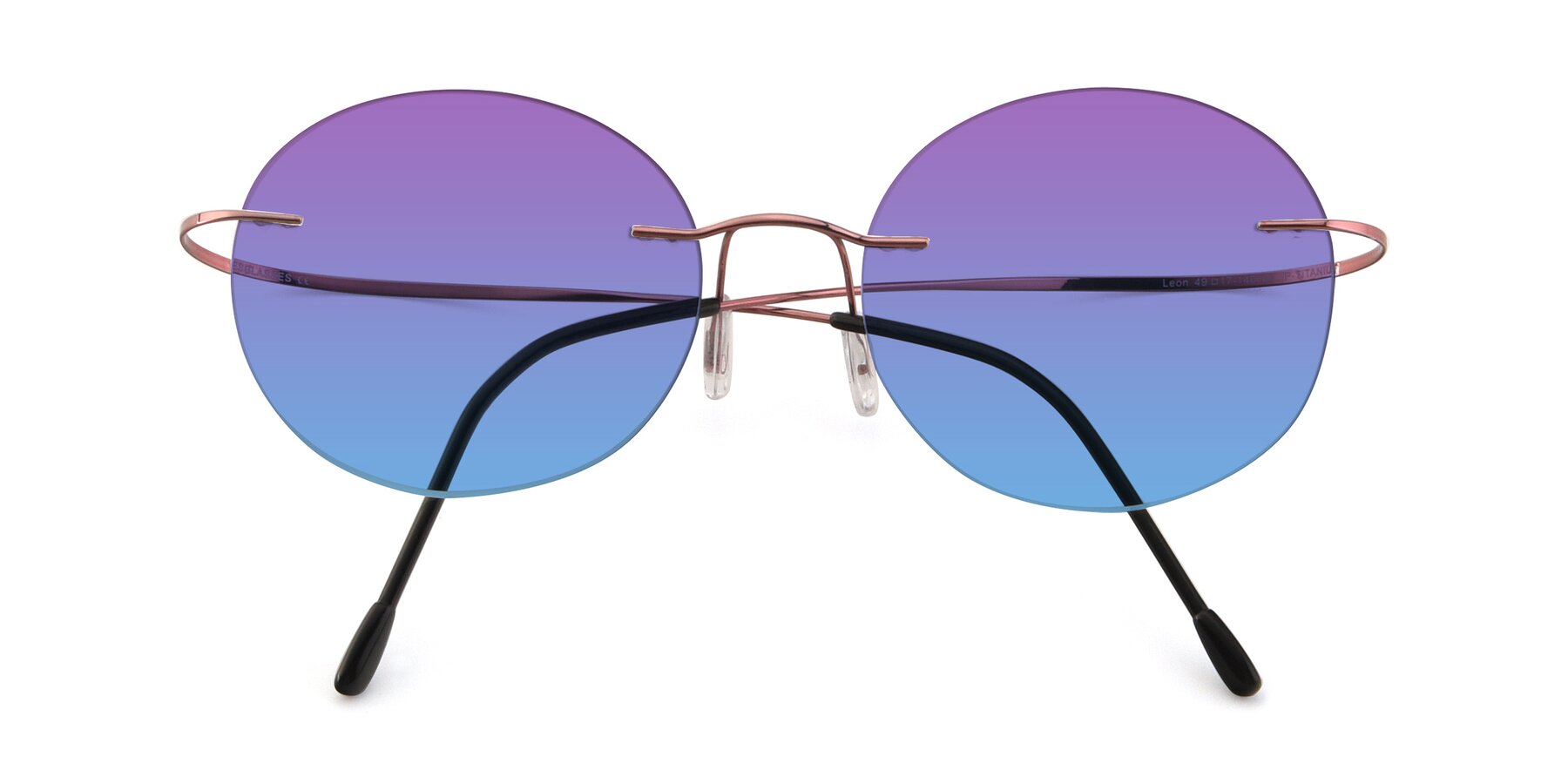 Folded Front of Leon in Light Pink with Purple / Blue Gradient Lenses