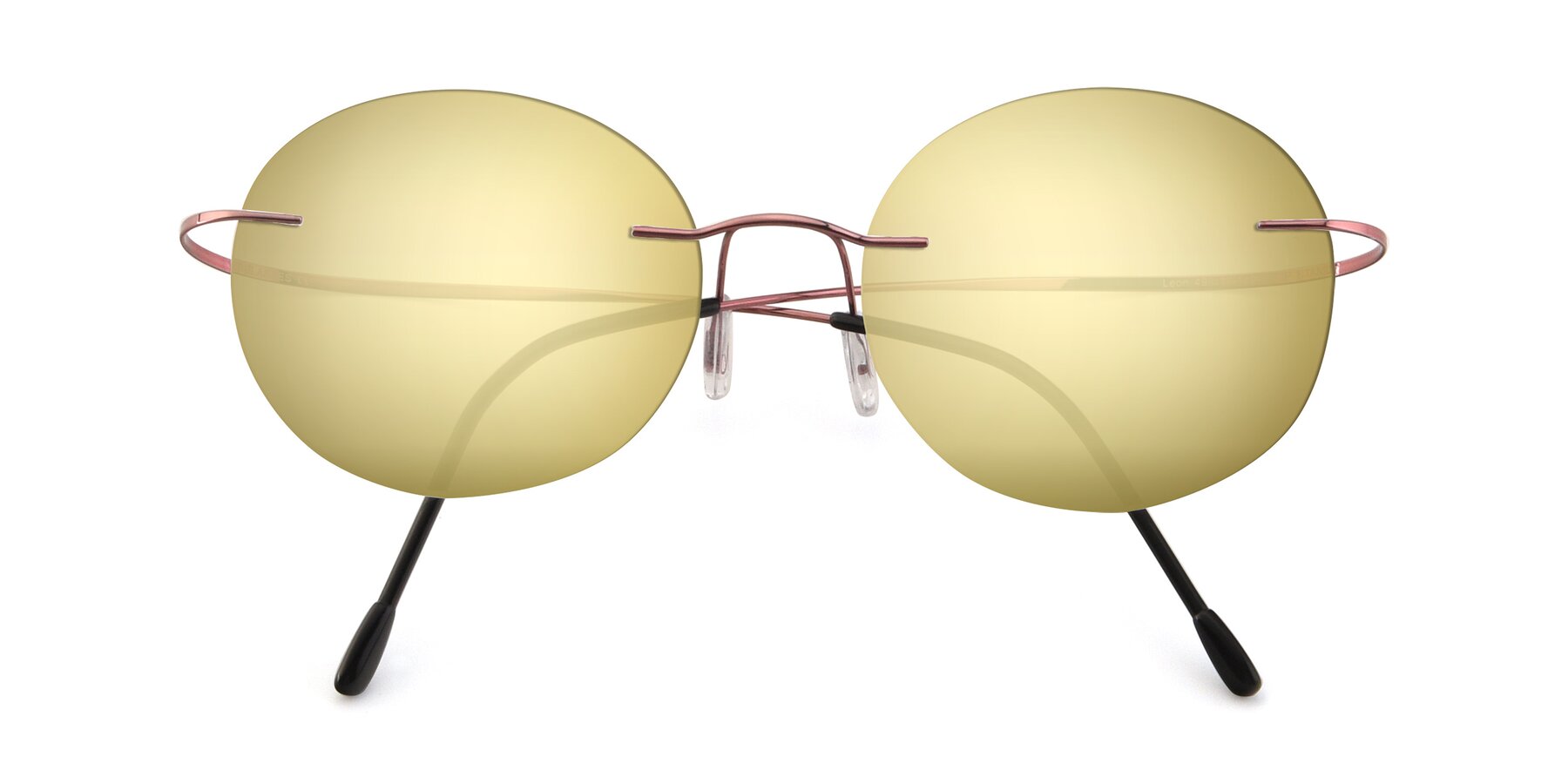 Folded Front of Leon in Light Pink with Gold Mirrored Lenses