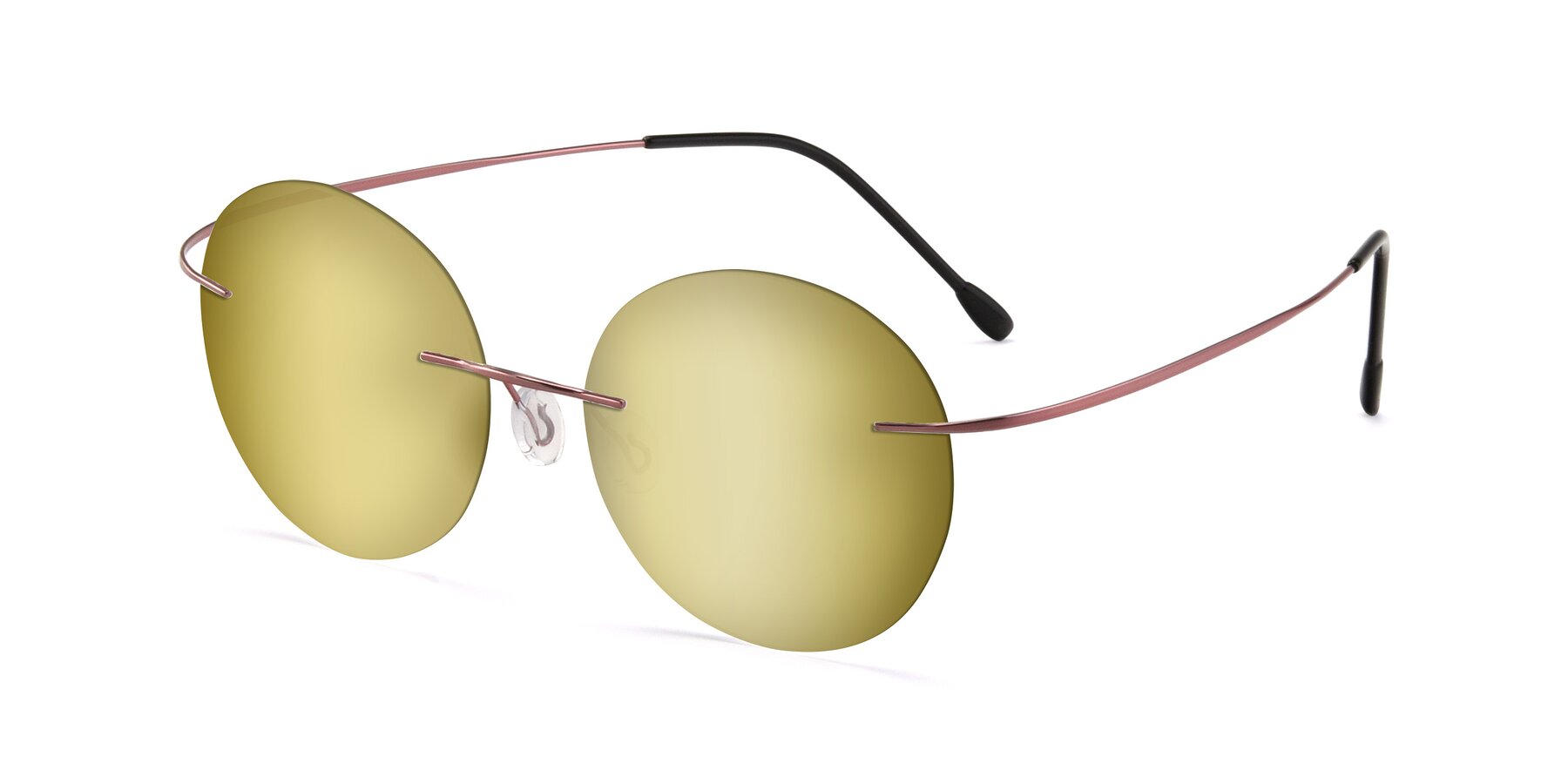 Angle of Leon in Light Pink with Gold Mirrored Lenses