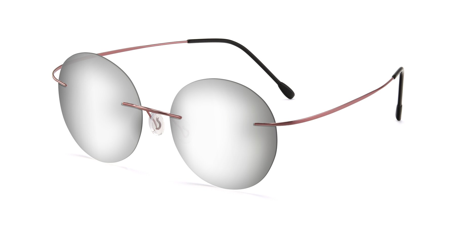 Angle of Leon in Light Pink with Silver Mirrored Lenses