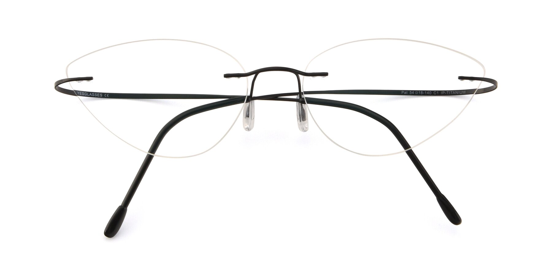 Folded Front of Pat in Black with Clear Reading Eyeglass Lenses