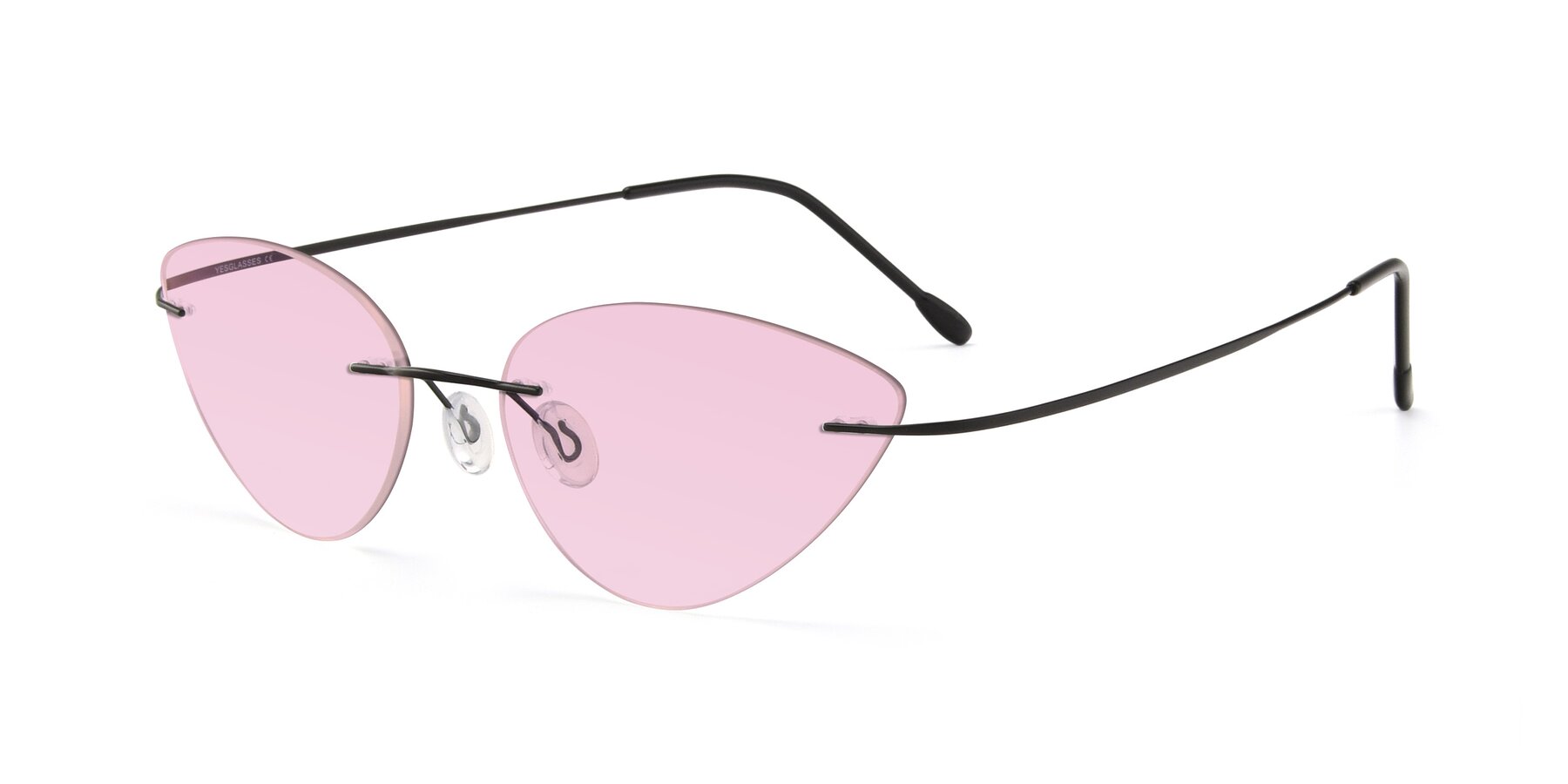 Angle of Pat in Black with Light Pink Tinted Lenses
