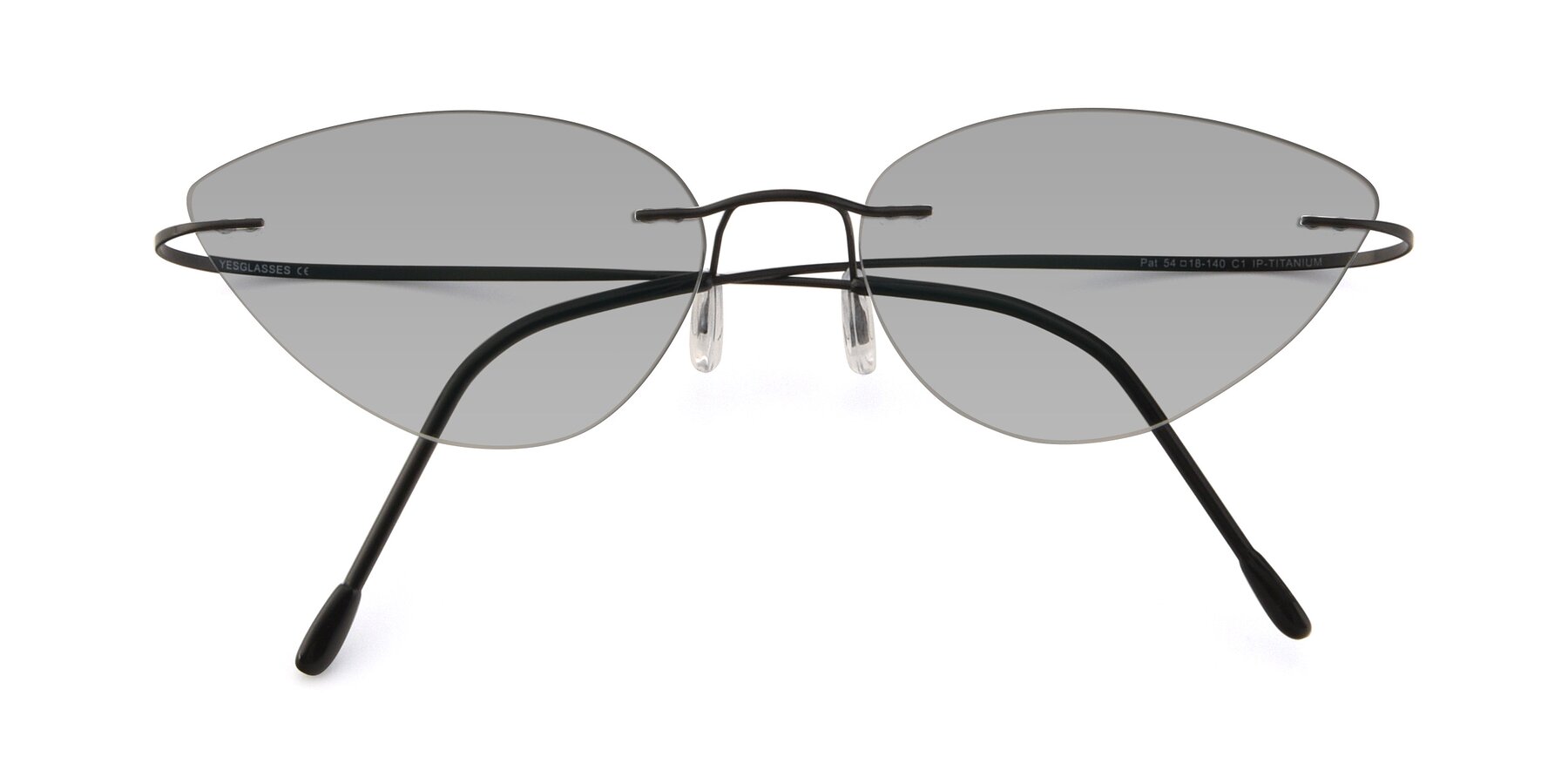 Folded Front of Pat in Black with Light Gray Tinted Lenses