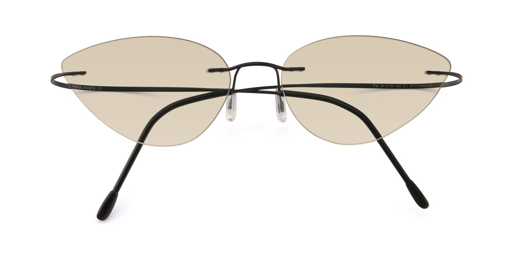 Folded Front of Pat in Black with Light Brown Tinted Lenses