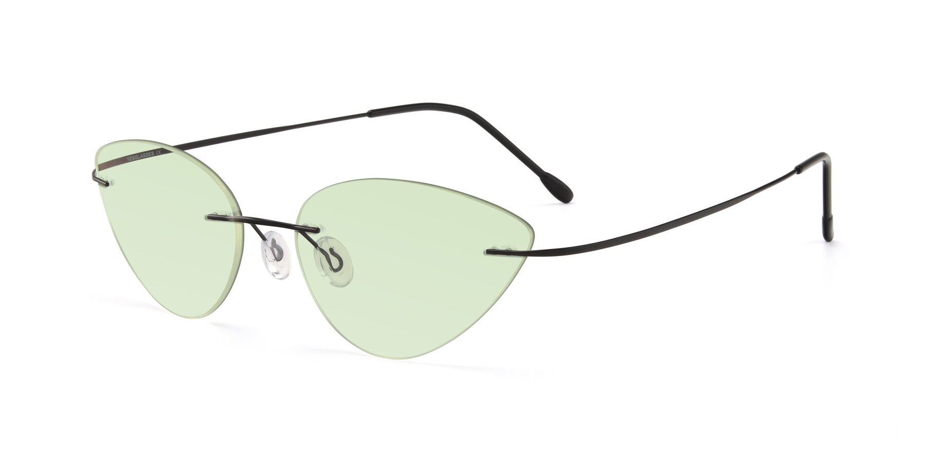 Angle of Pat in Black with Light Green Tinted Lenses