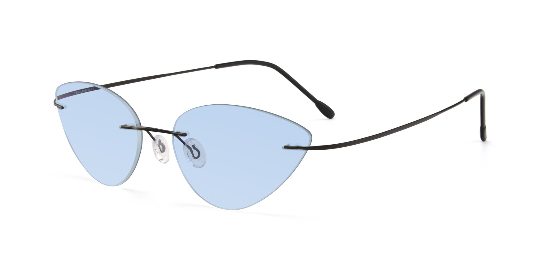 Angle of Pat in Black with Light Blue Tinted Lenses