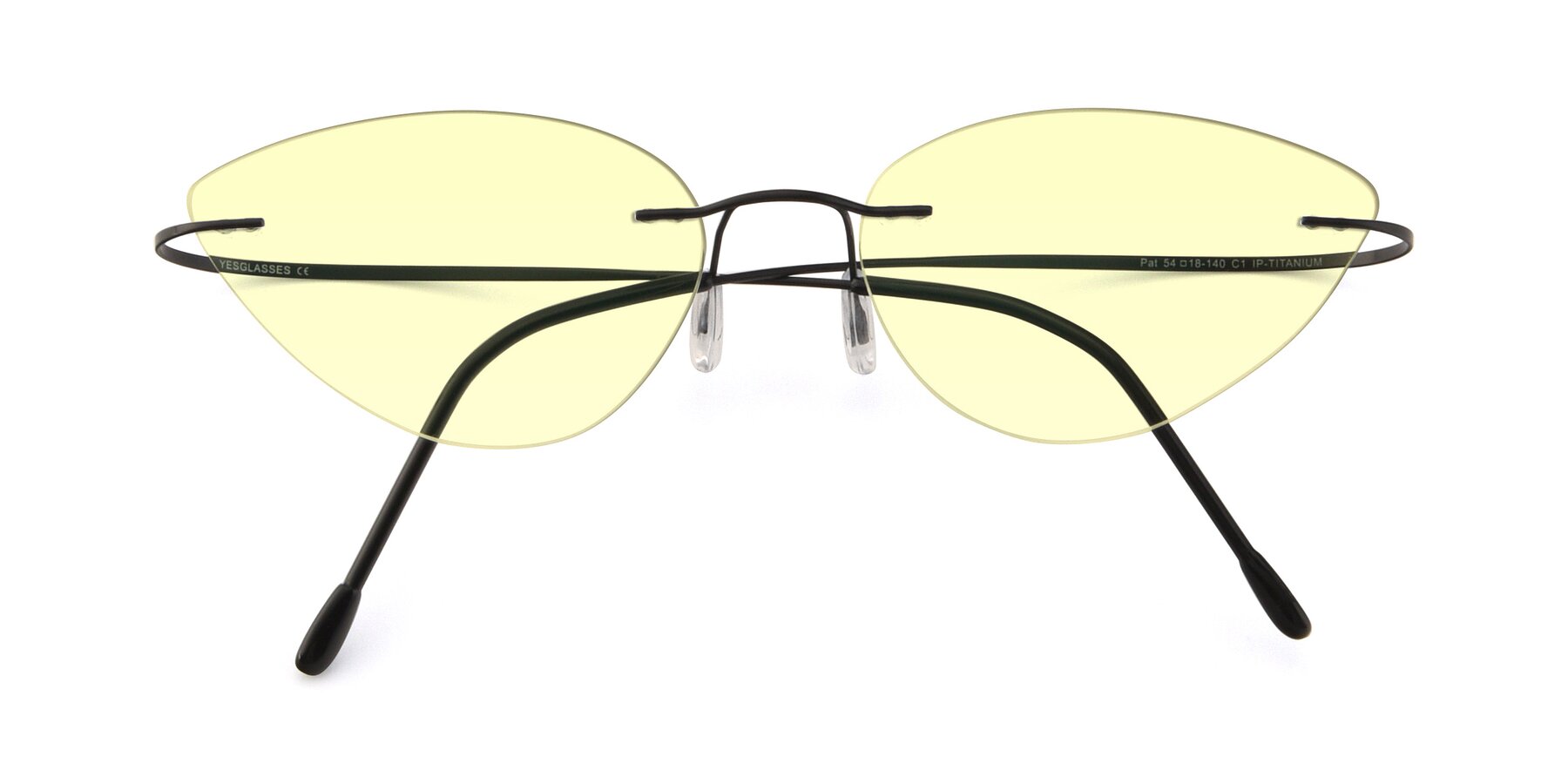 Folded Front of Pat in Black with Light Yellow Tinted Lenses