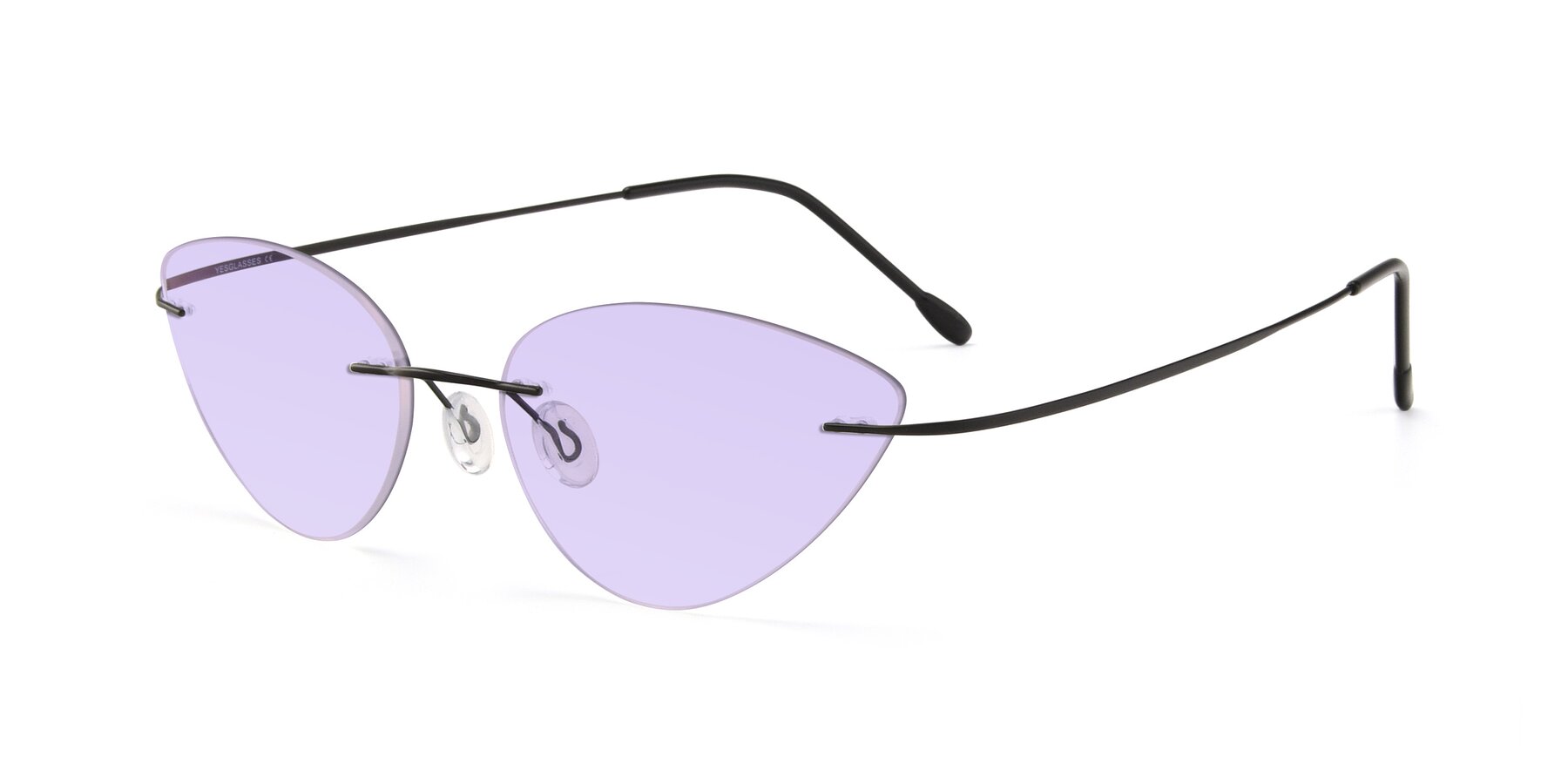Angle of Pat in Black with Light Purple Tinted Lenses