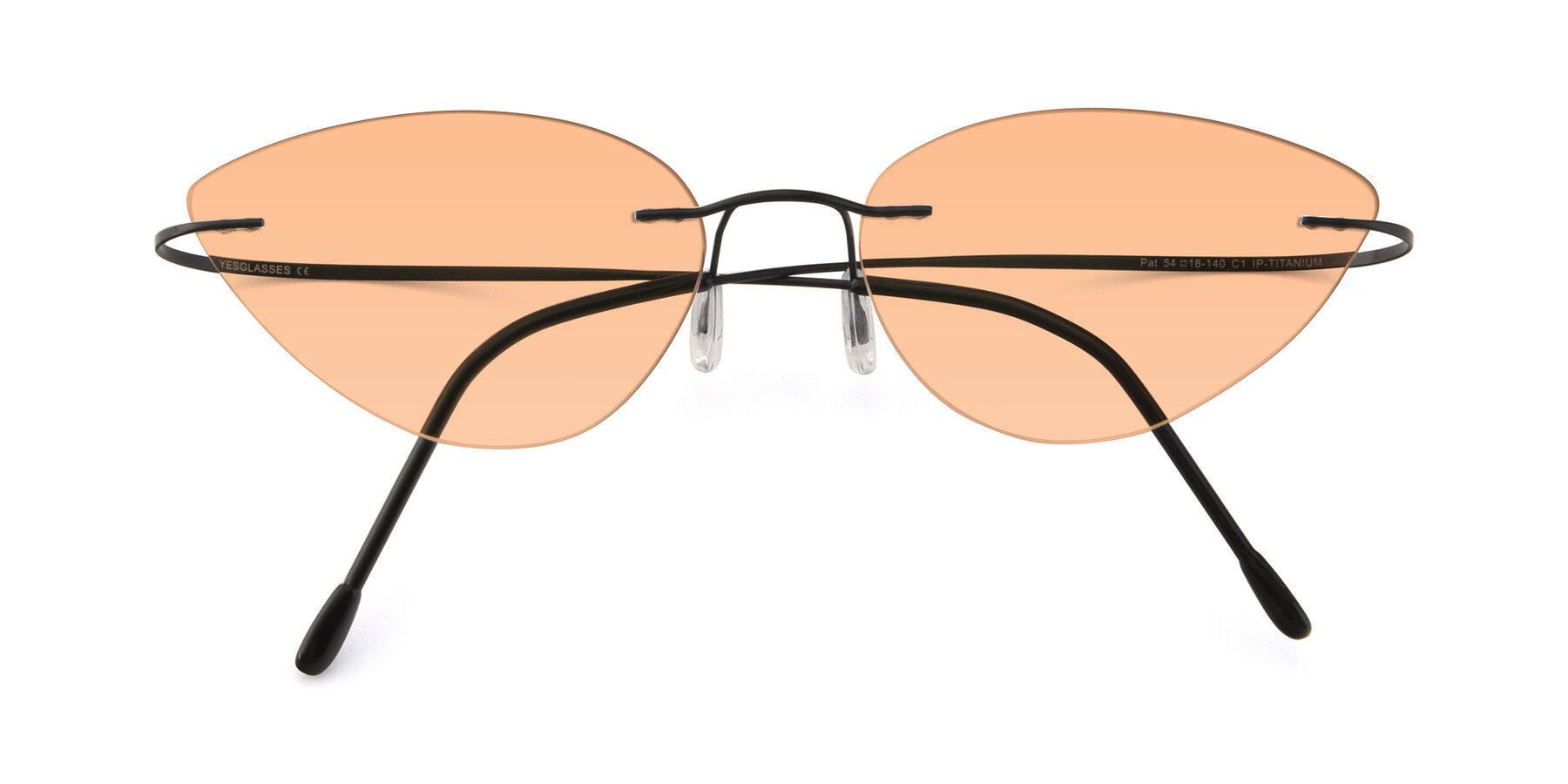 Folded Front of Pat in Black with Light Orange Tinted Lenses