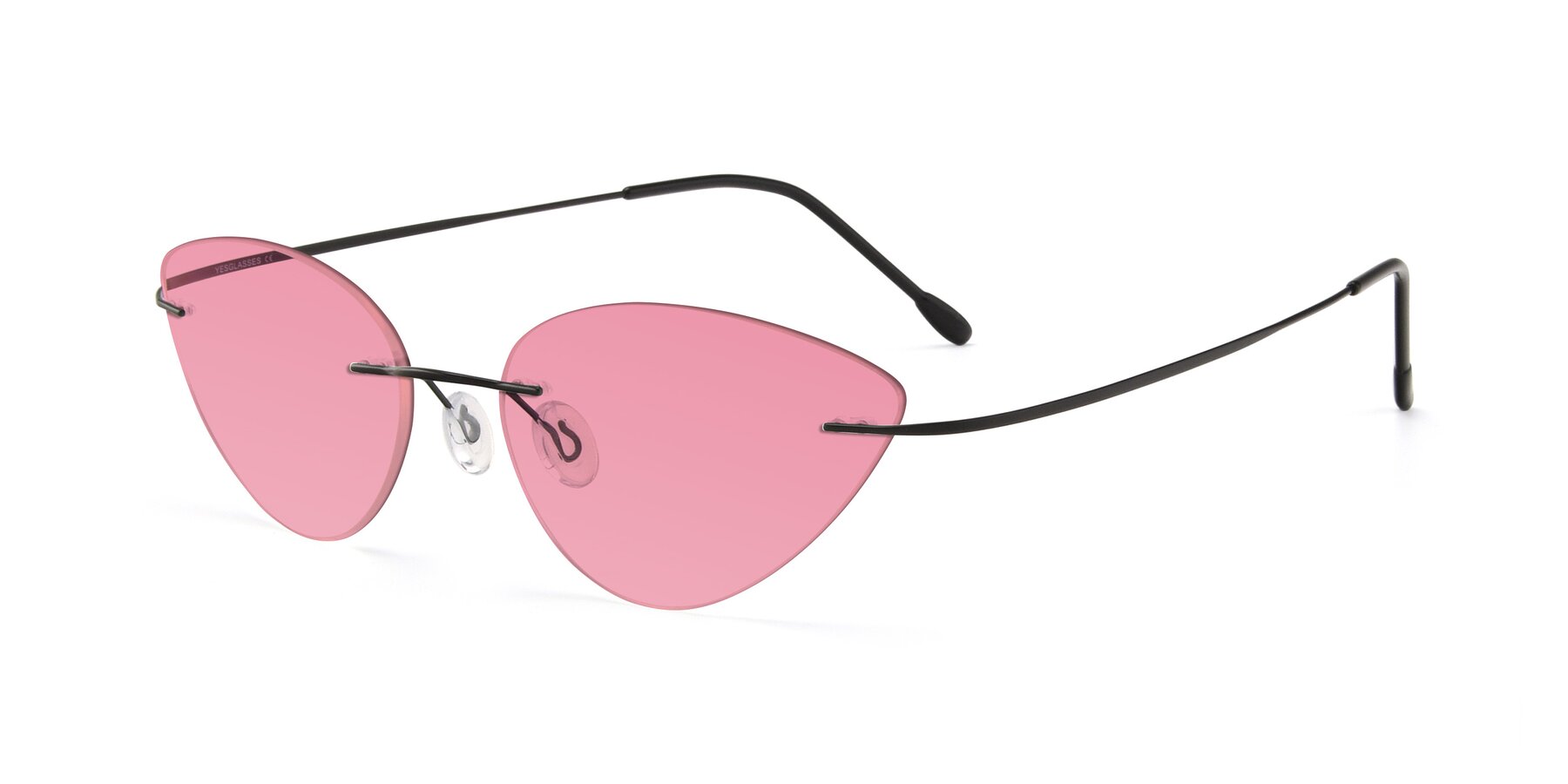 Angle of Pat in Black with Pink Tinted Lenses