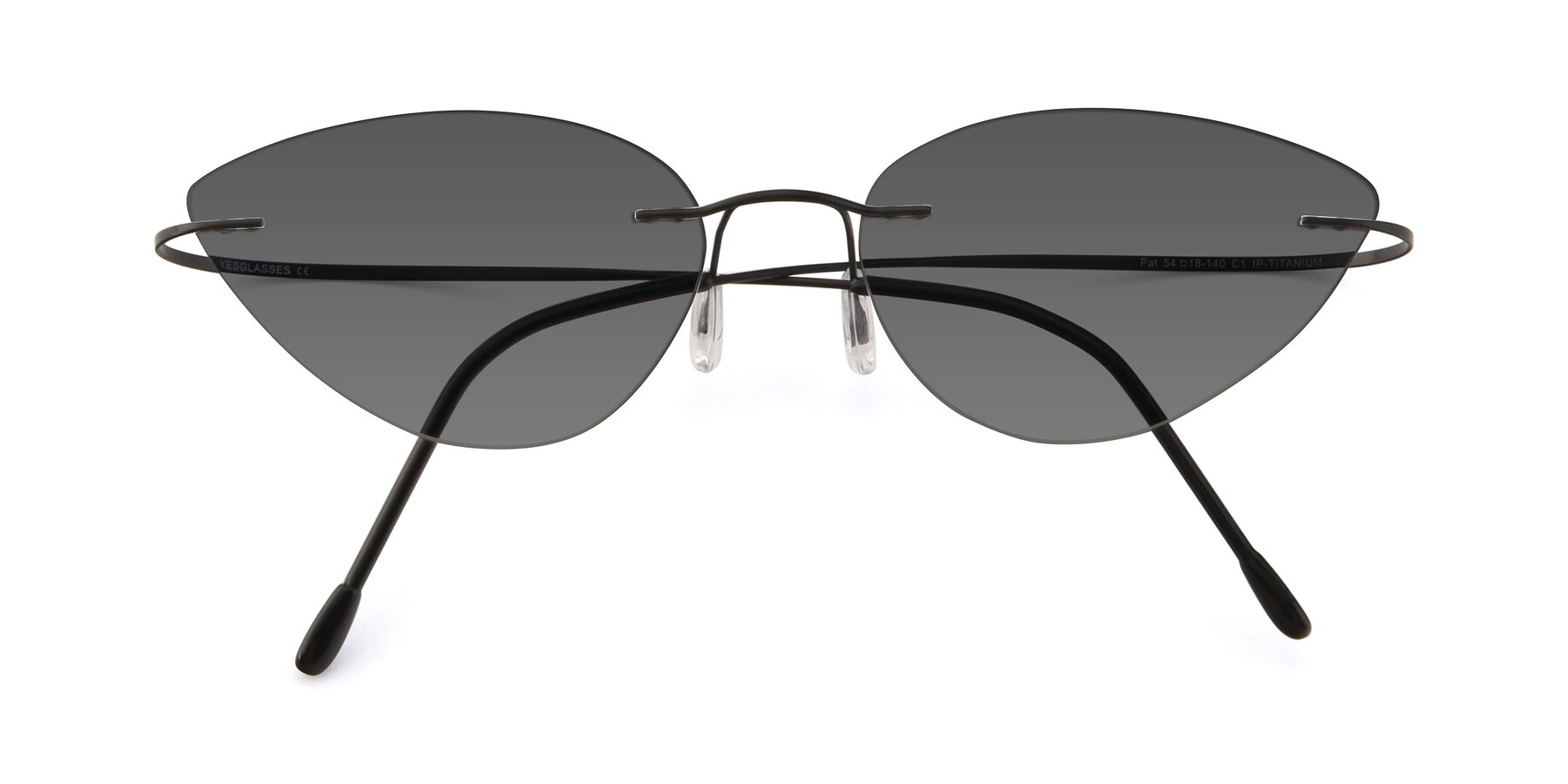 Folded Front of Pat in Black with Medium Gray Tinted Lenses