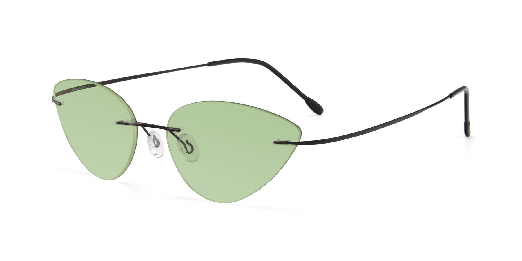 Angle of Pat in Black with Medium Green Tinted Lenses