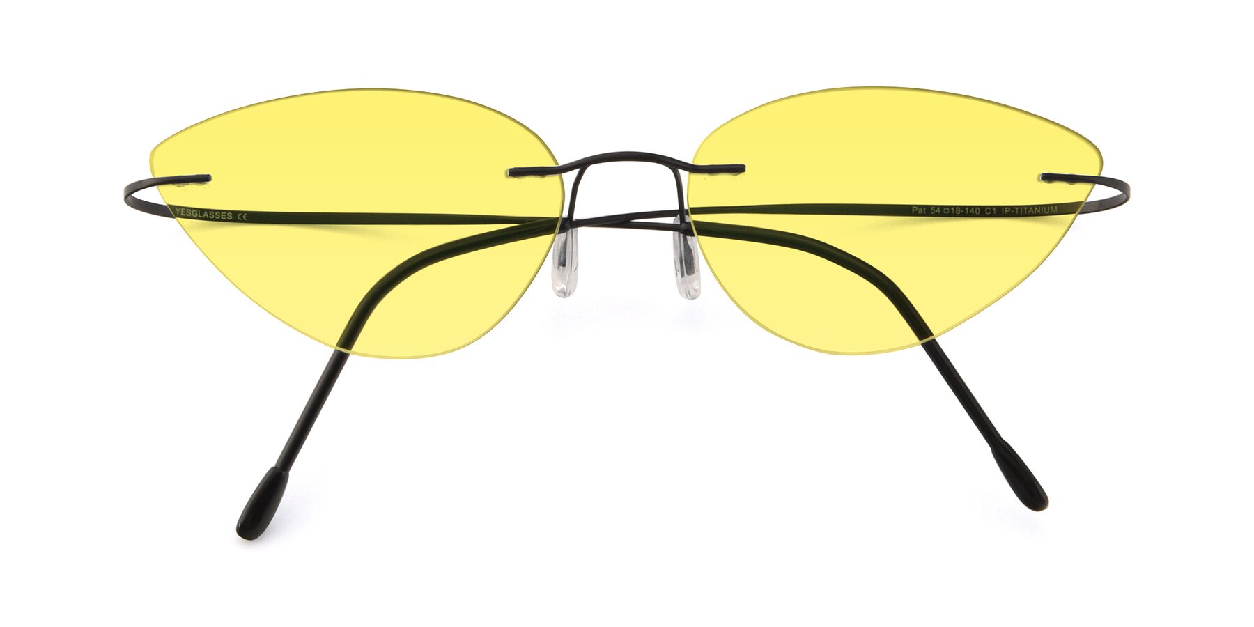 Folded Front of Pat in Black with Medium Yellow Tinted Lenses