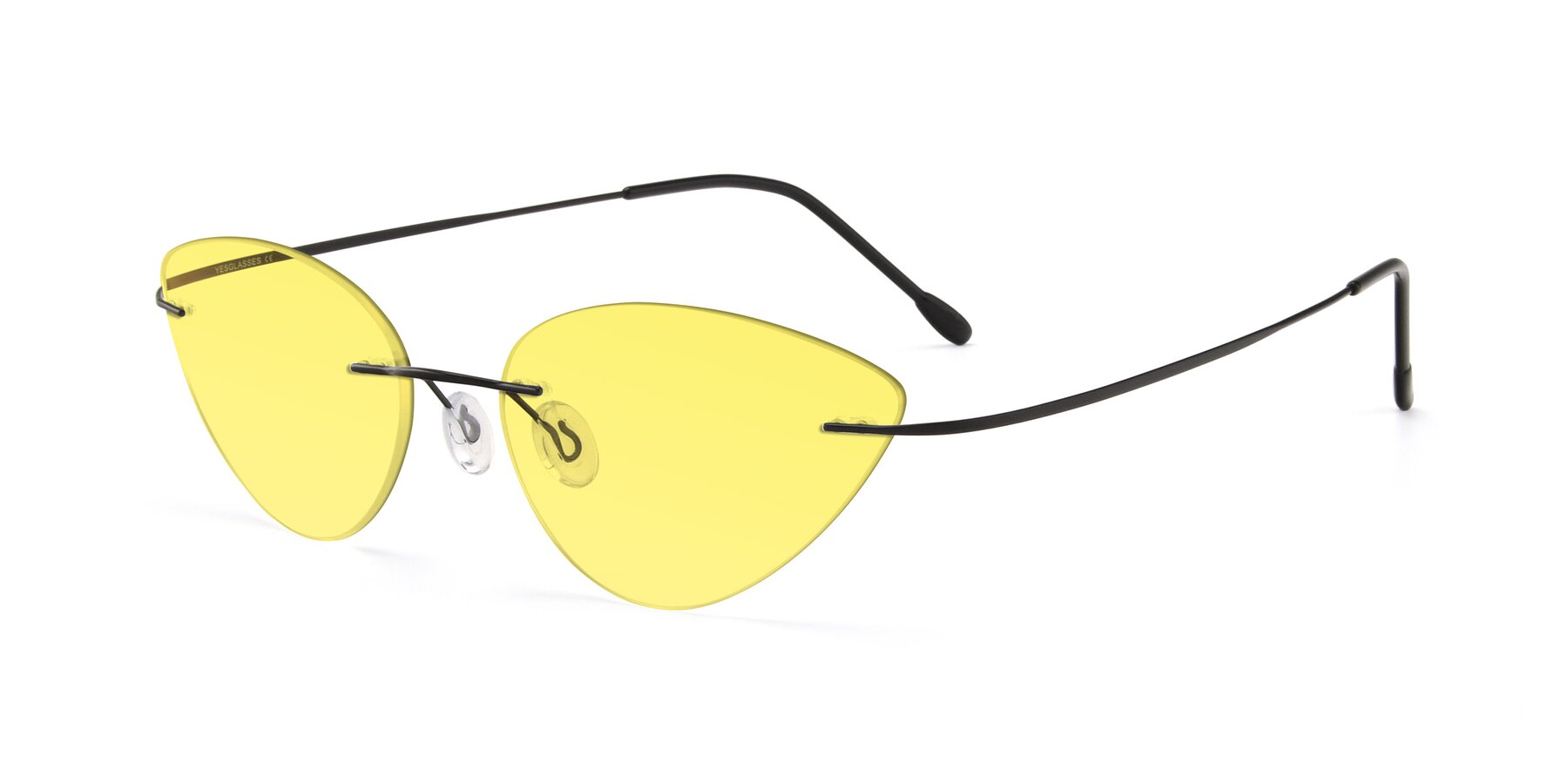 Angle of Pat in Black with Medium Yellow Tinted Lenses