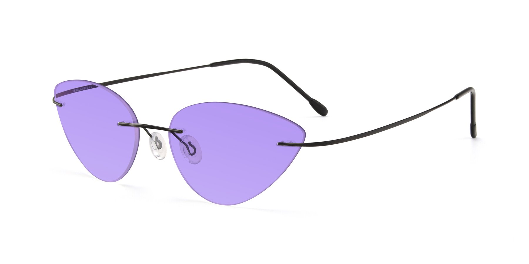 Angle of Pat in Black with Medium Purple Tinted Lenses
