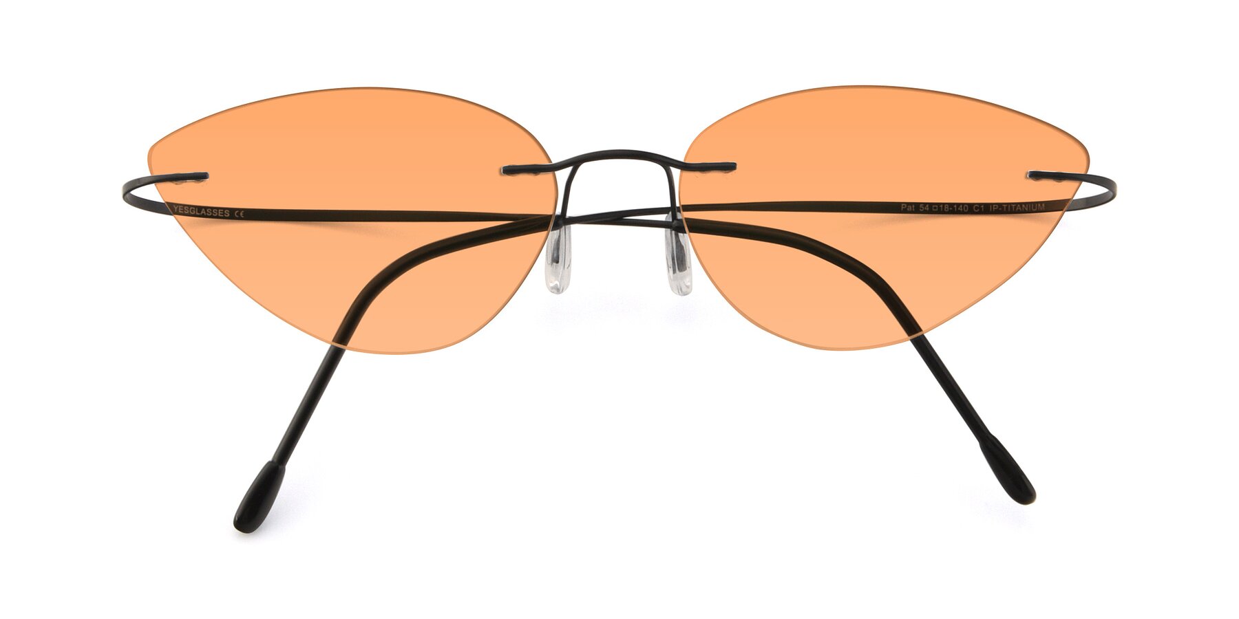 Folded Front of Pat in Black with Medium Orange Tinted Lenses
