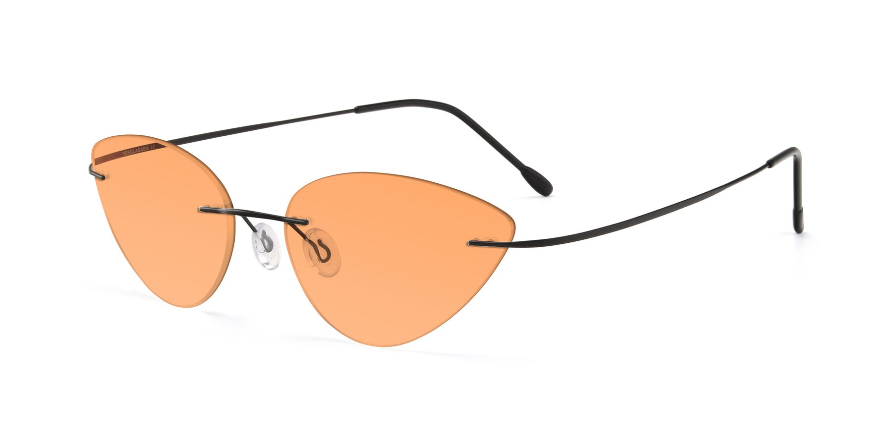 Angle of Pat in Black with Medium Orange Tinted Lenses