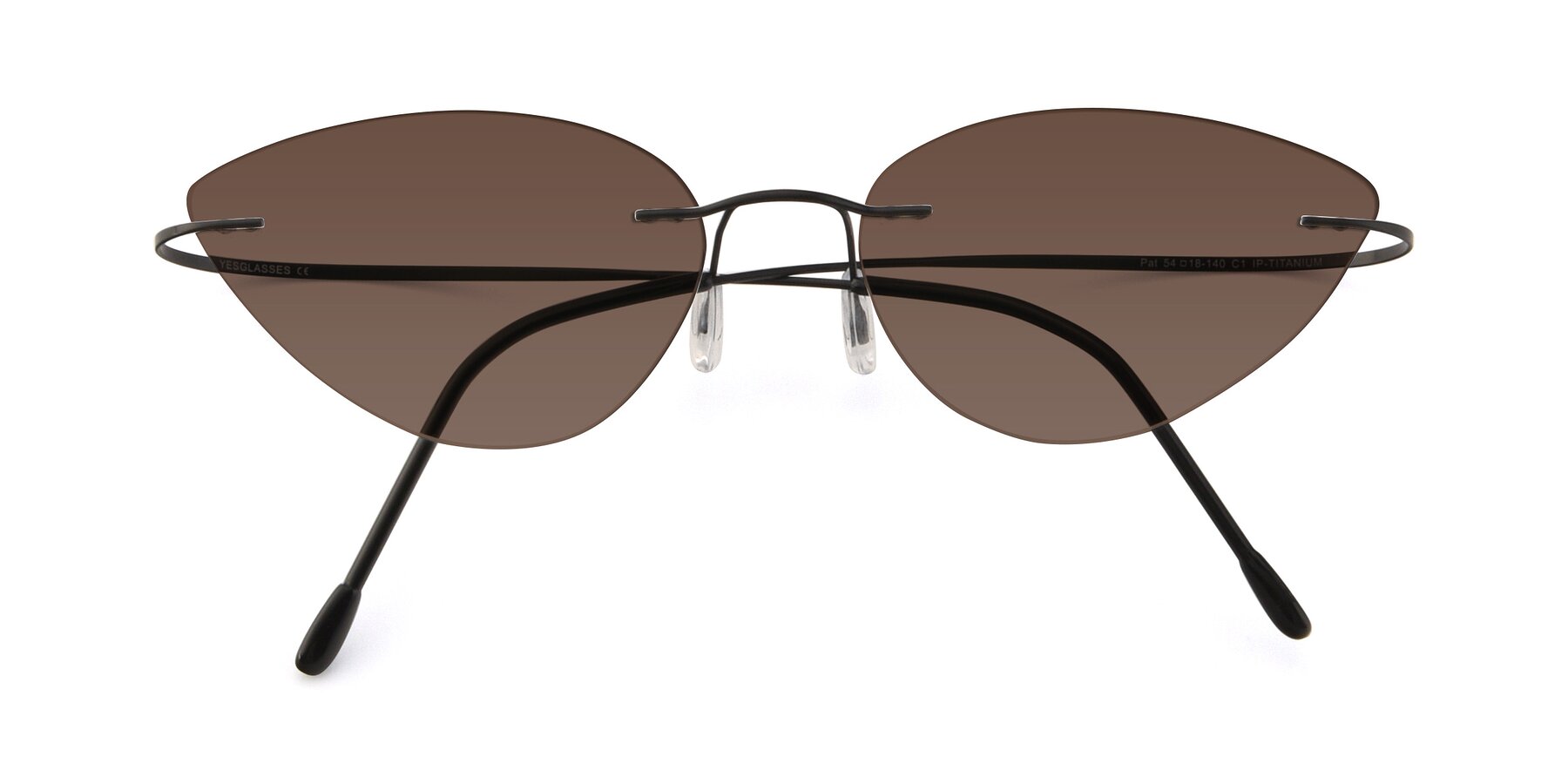 Folded Front of Pat in Black with Brown Tinted Lenses