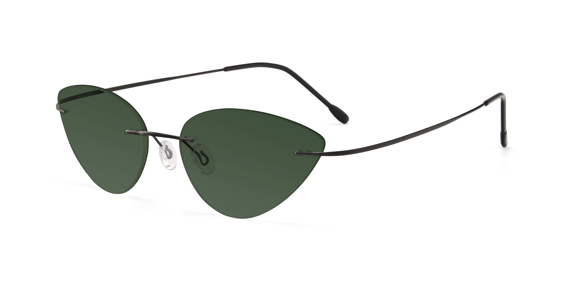 Angle of Pat in Black with Green Tinted Lenses