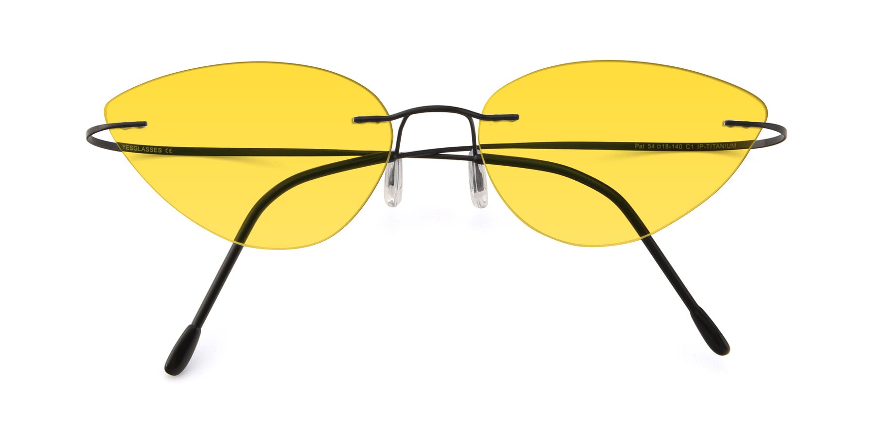 Folded Front of Pat in Black with Yellow Tinted Lenses