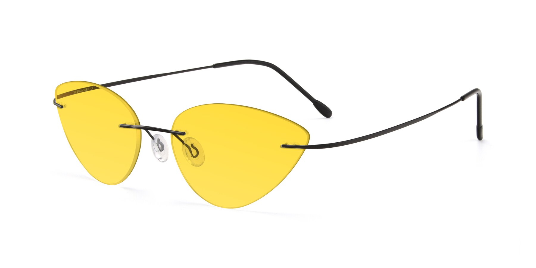Angle of Pat in Black with Yellow Tinted Lenses