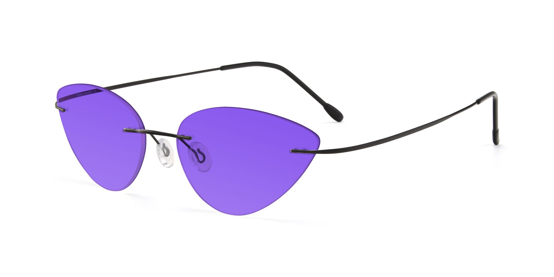 Angle of Pat in Black with Purple Tinted Lenses