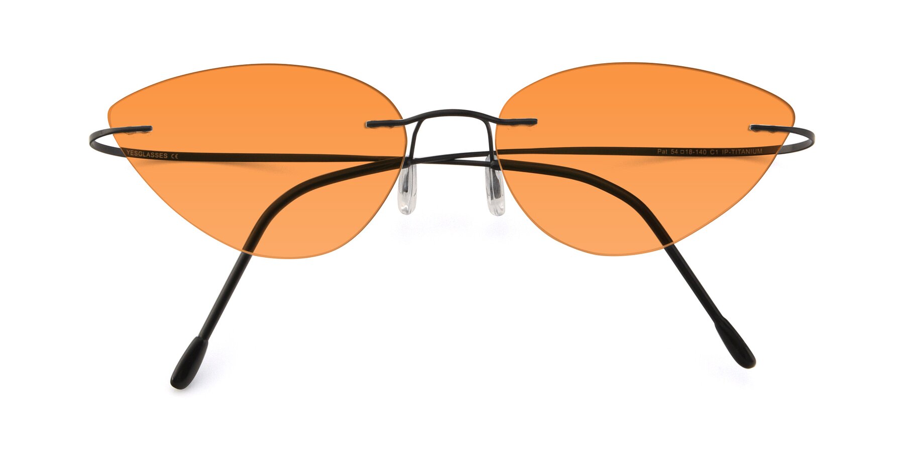 Folded Front of Pat in Black with Orange Tinted Lenses