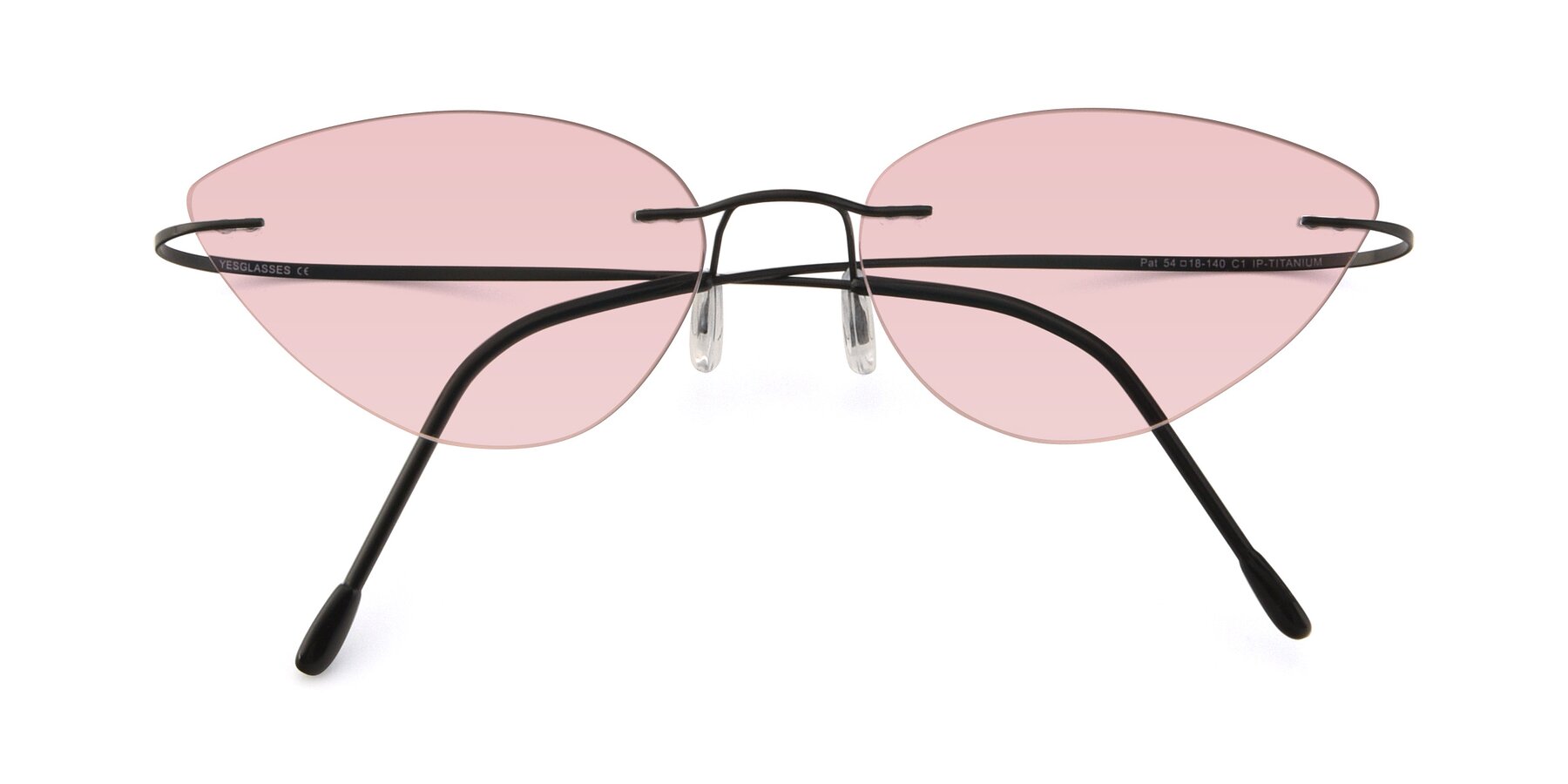 Folded Front of Pat in Black with Light Garnet Tinted Lenses