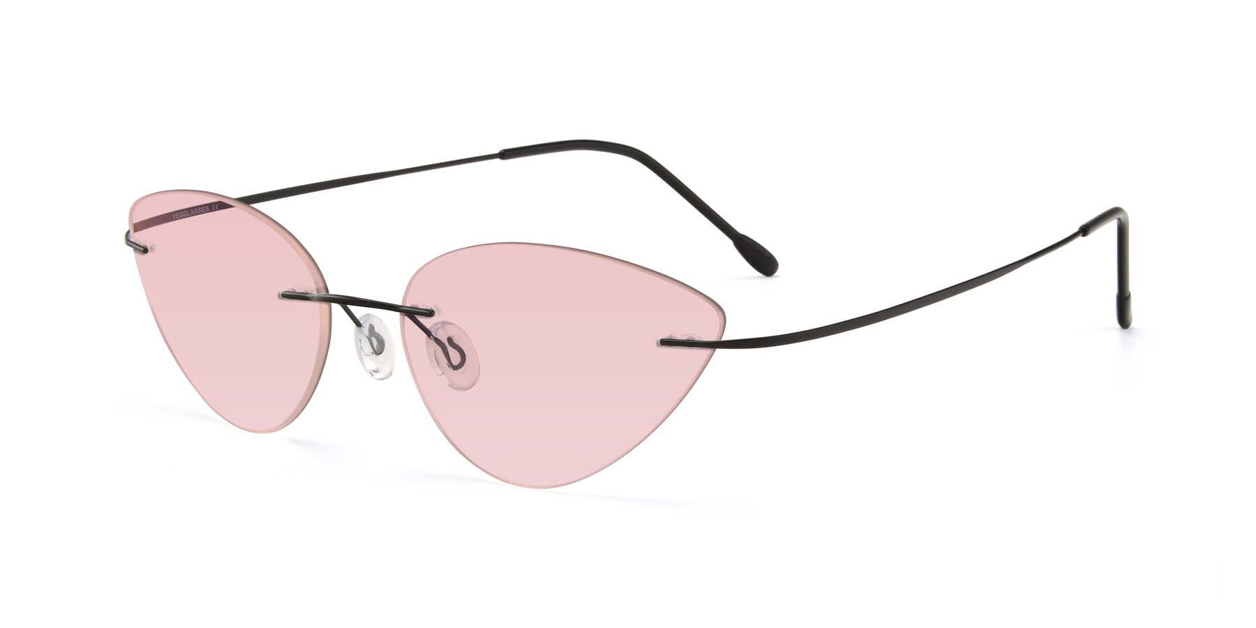 Angle of Pat in Black with Light Garnet Tinted Lenses